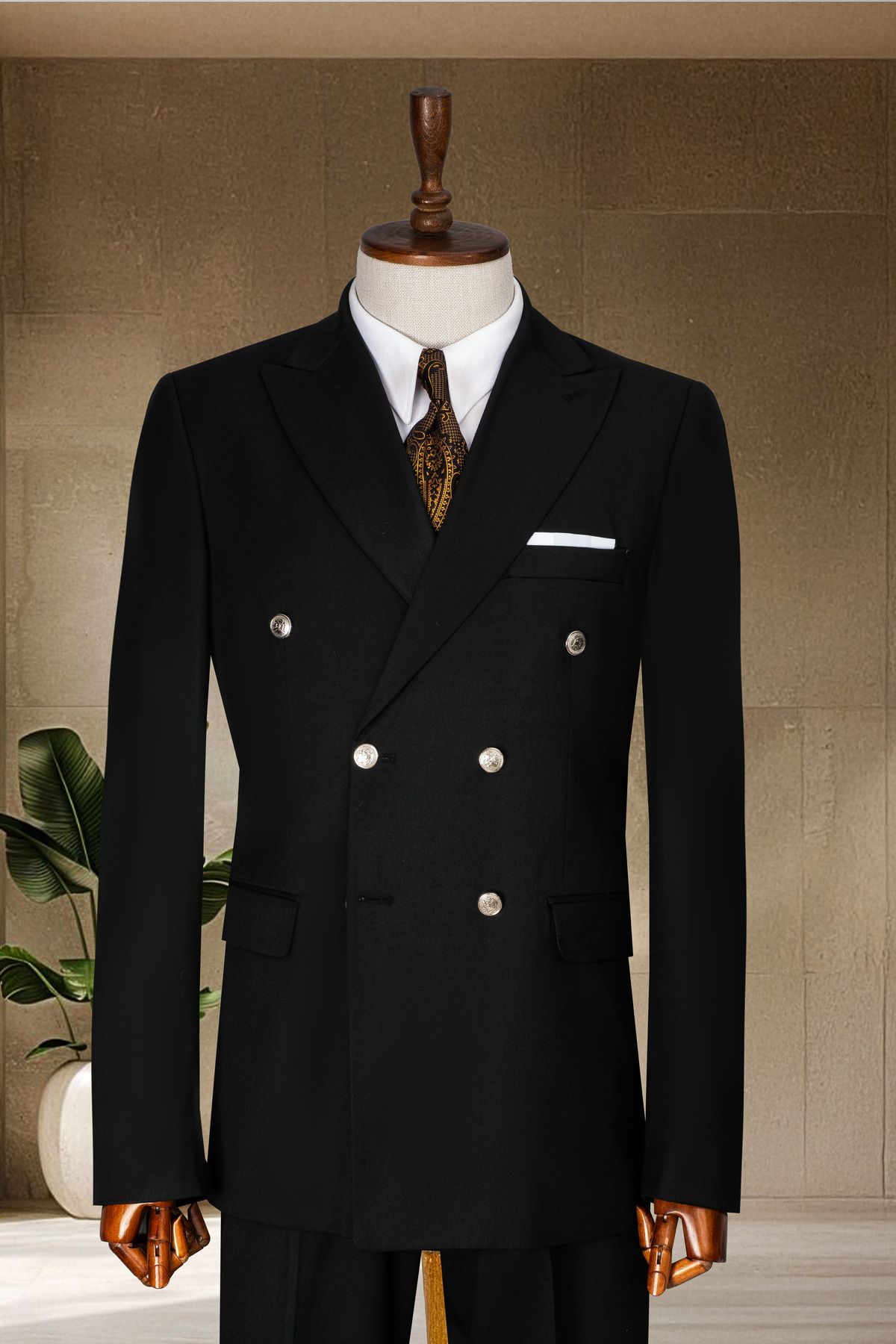 Sergio Ferraro Siyah Slim Fit İtalyan Stil Erkek Takım Elbise