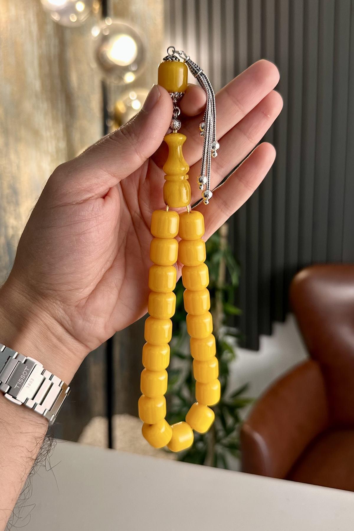 dergah tesbih-Efe Mascot Yellow Wrist Length Squeezing Rosary 2