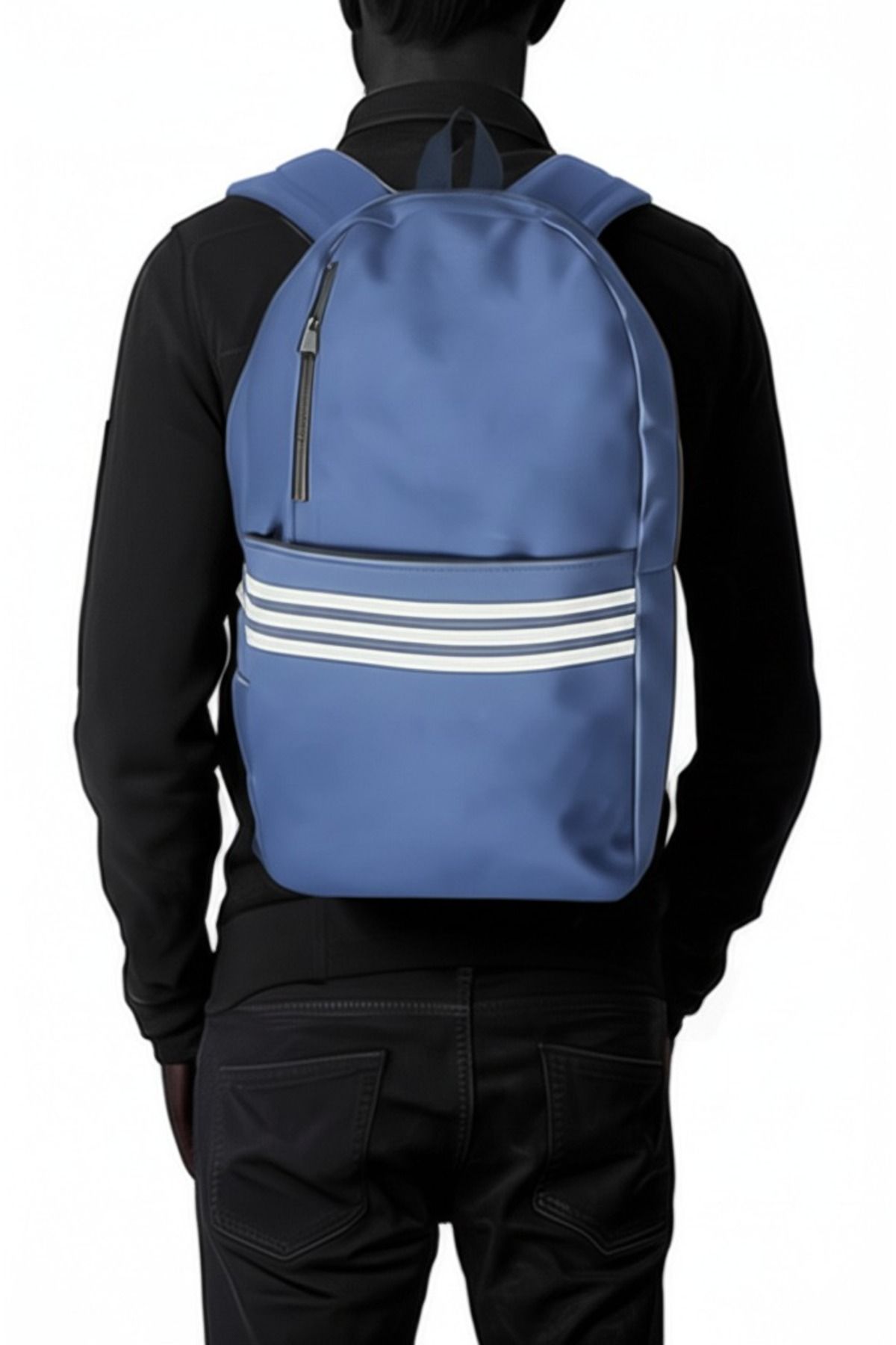 Moda West Geantă De Zi Cu Zi Cu 3 Compartimente, Unisex, Cu Dungi Imprimate, Geantă De Școală Multifuncțională Pentru Laptop Unisex - One Size