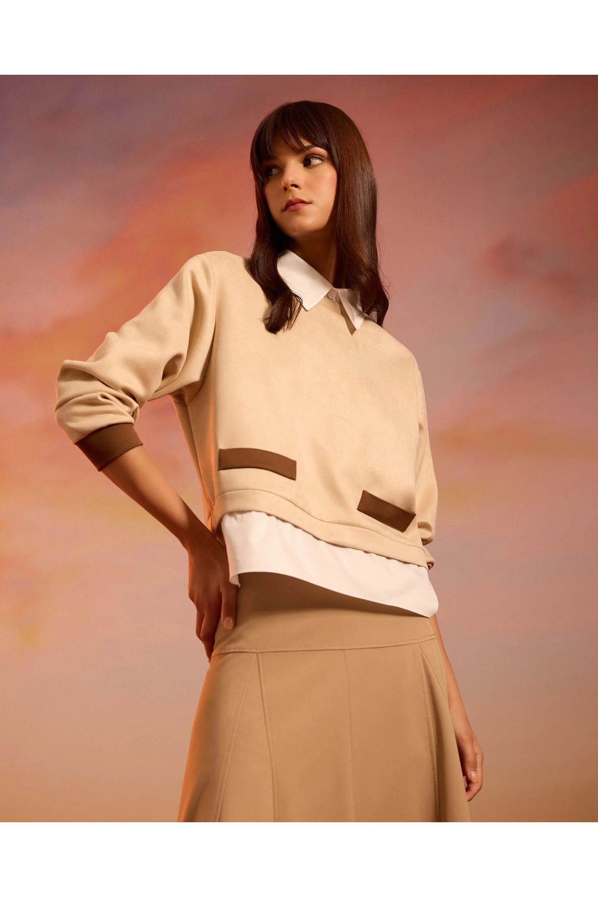 SCL-Shirt Collar Long Sleeve Blouse 1