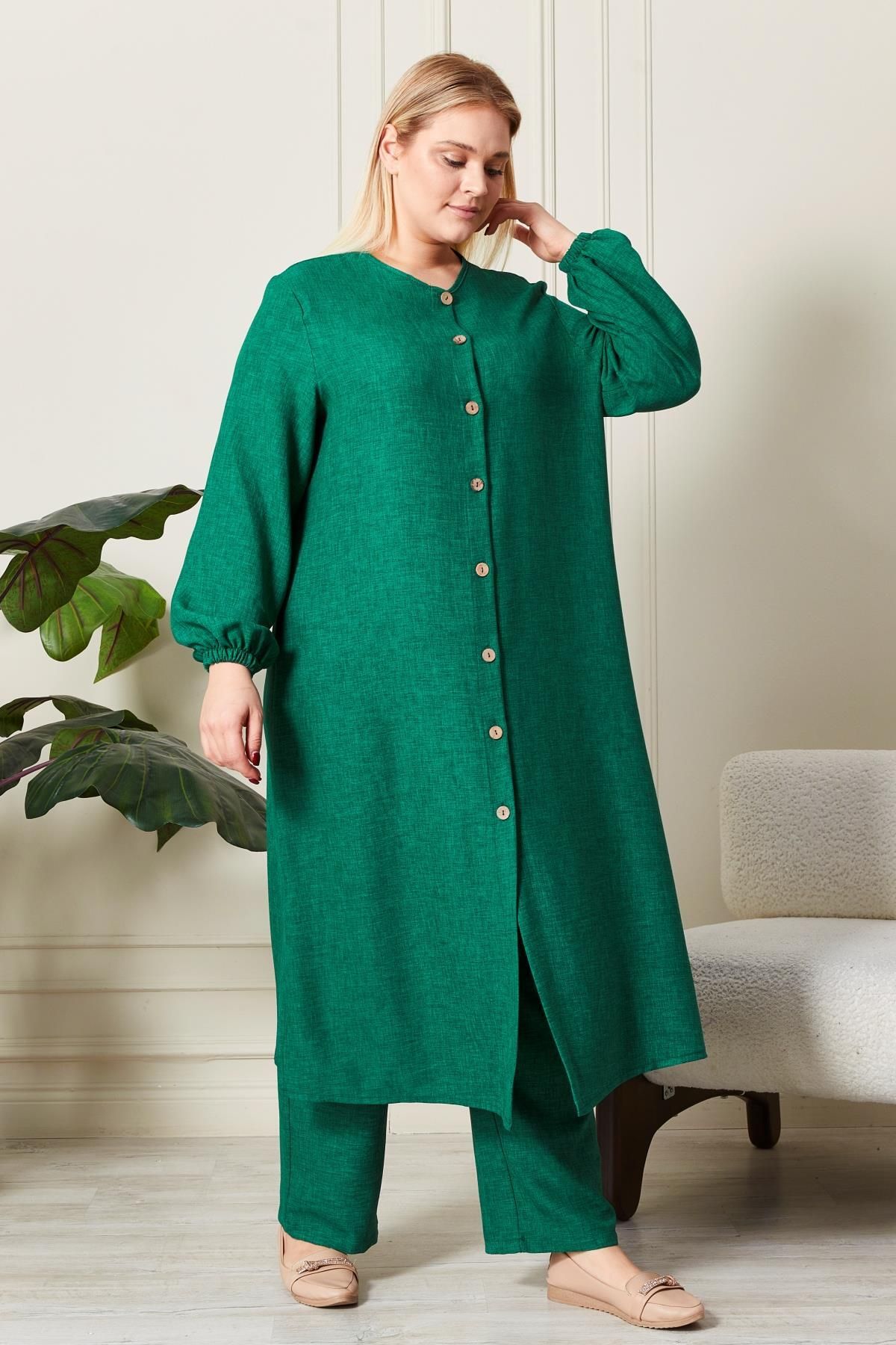 Ferace-Linen Large Size Ayrobin 2-Piece Set - Women 7