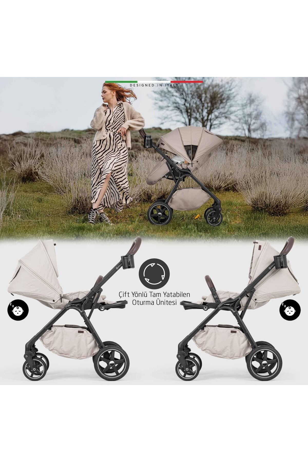 Elele Hera Çift Yönlü Bebek Arabası Silver Siyah fotoğrafı 5 (önizleme)