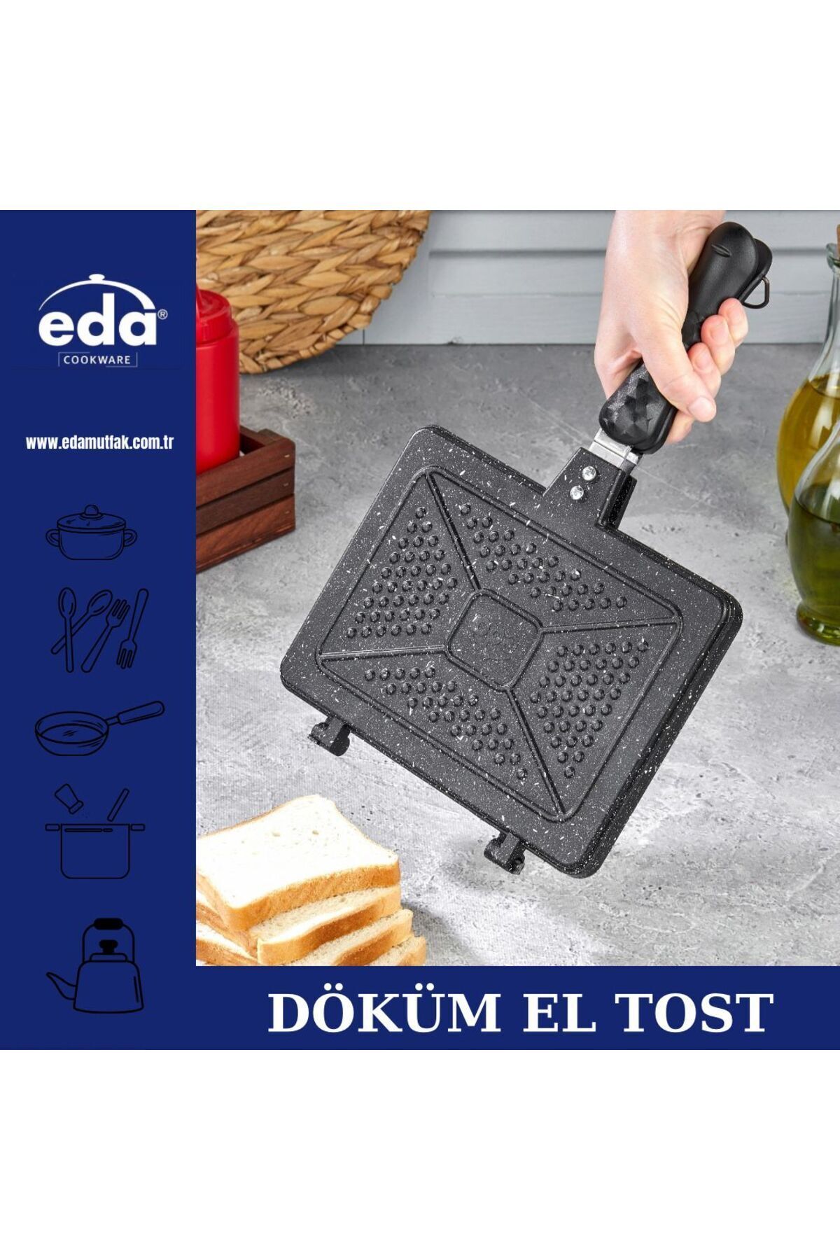 Eda-Zk-904 Model Casting Hand Toaster - Cooktop Locked Cookware 1
