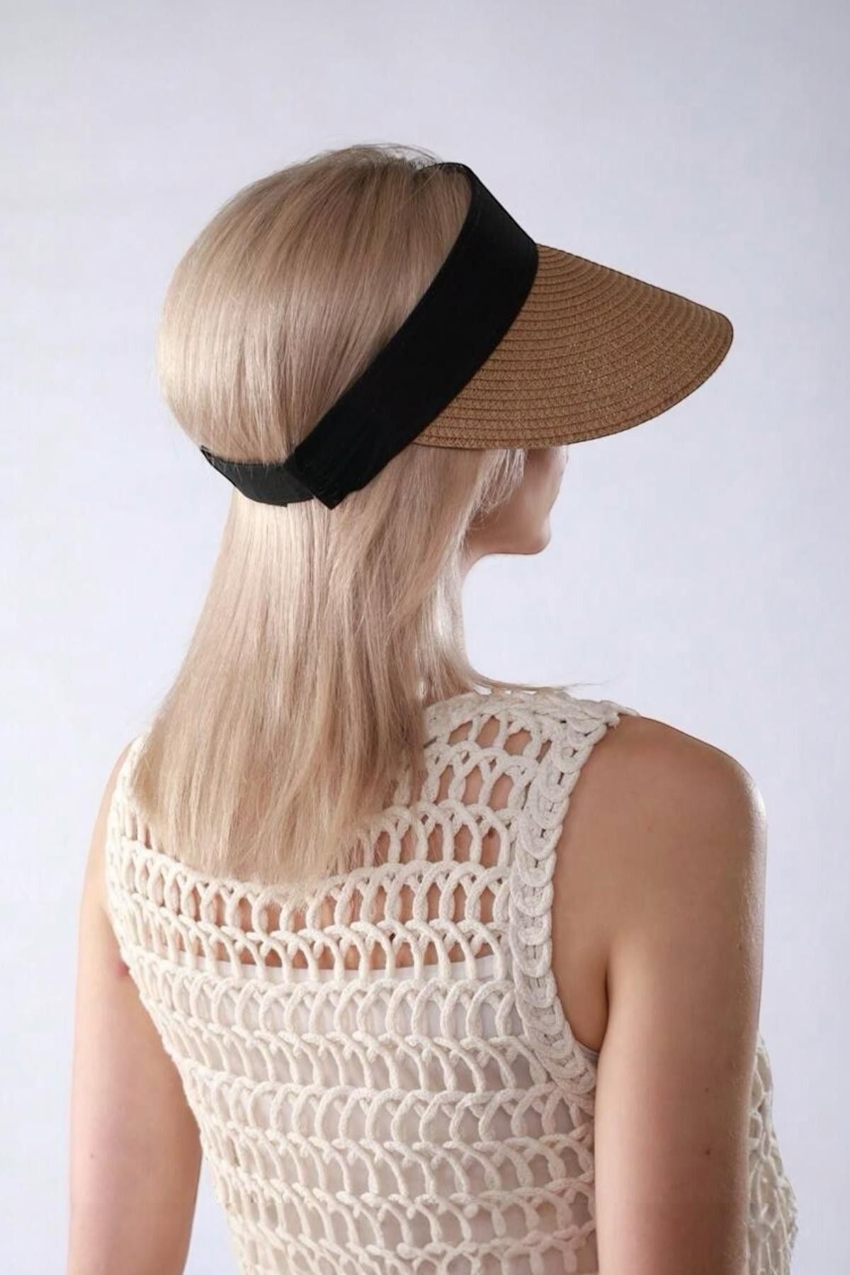 BAHELS-Imported Folding Visor Straw Hat Sunscreen Visor Camel 2