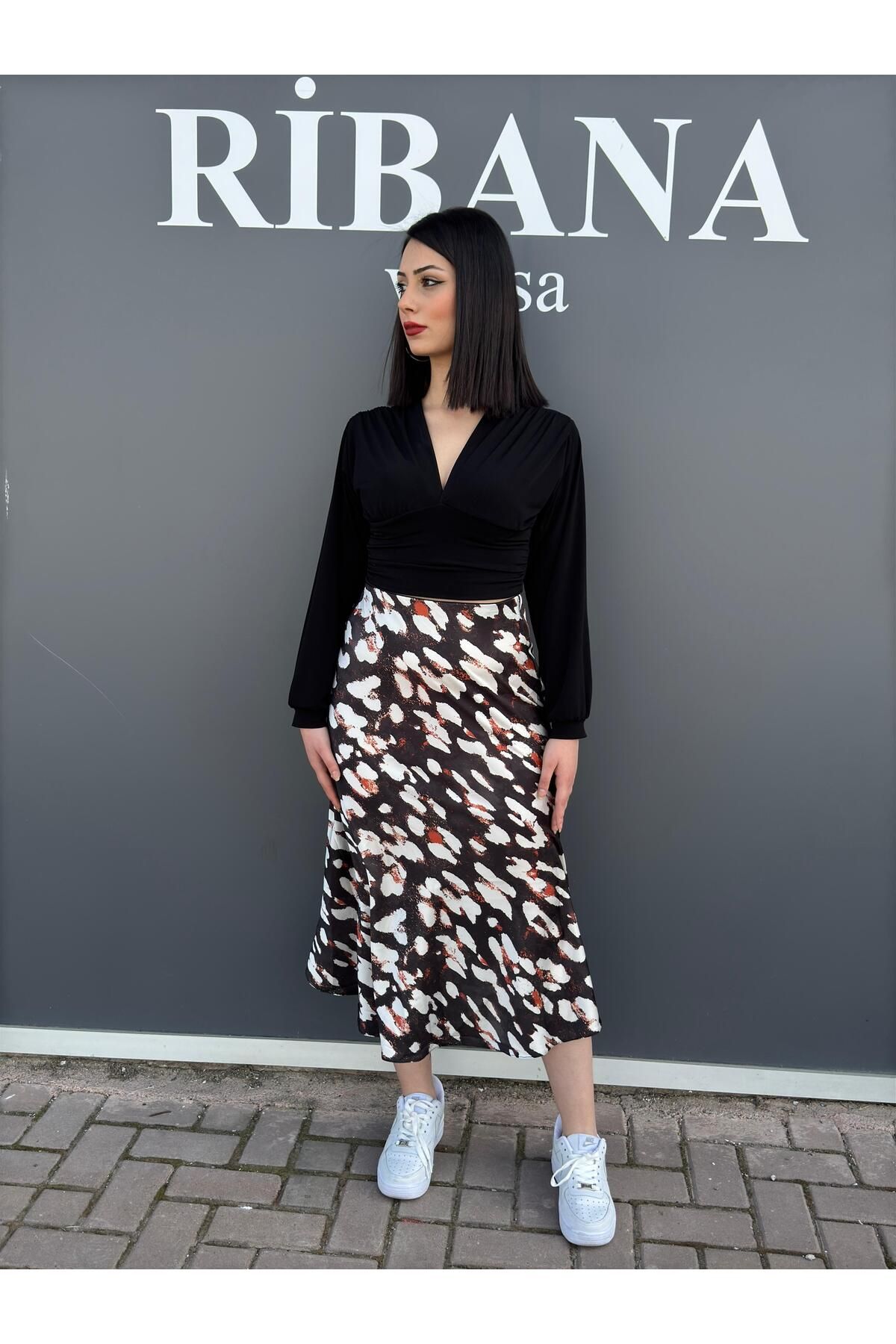 Bigdart-Patterned Satin Skirt 8031 5