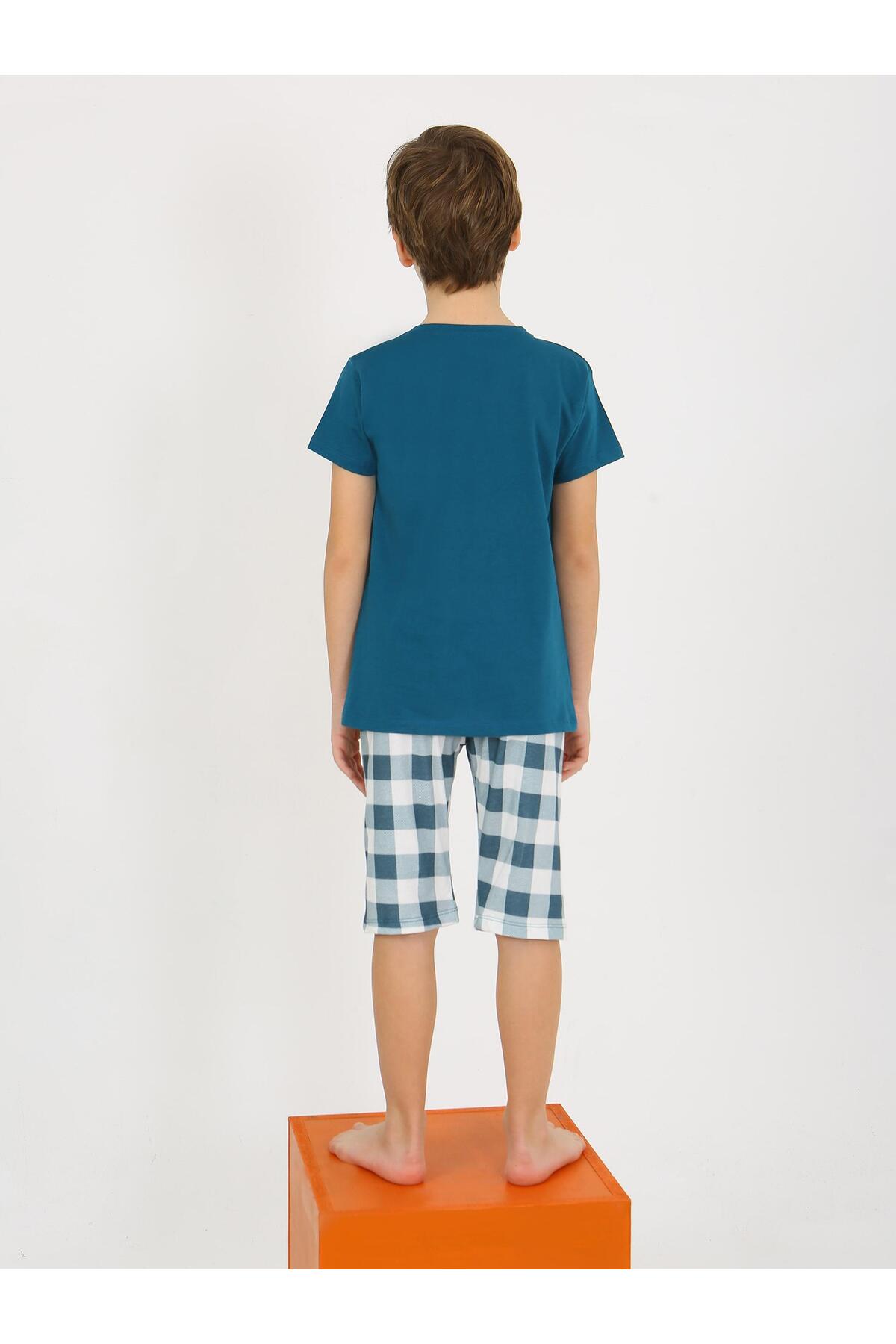 vitmo Erkek Çocuk Kısa Kollu Kapri %100 Pamuklu Pijama Takımı Awesome fotoğrafı 2 (önizleme)