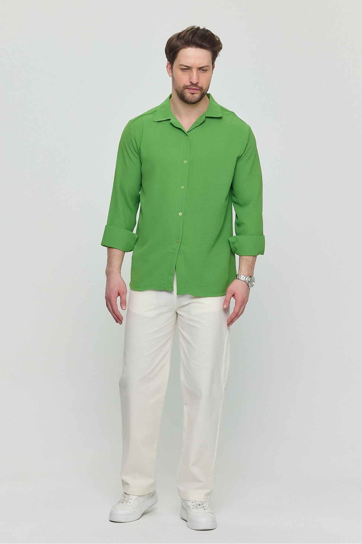 Gray Clothing-Pack of 2 Textured Oversize Shirts Pistachio Green Turquoise 4