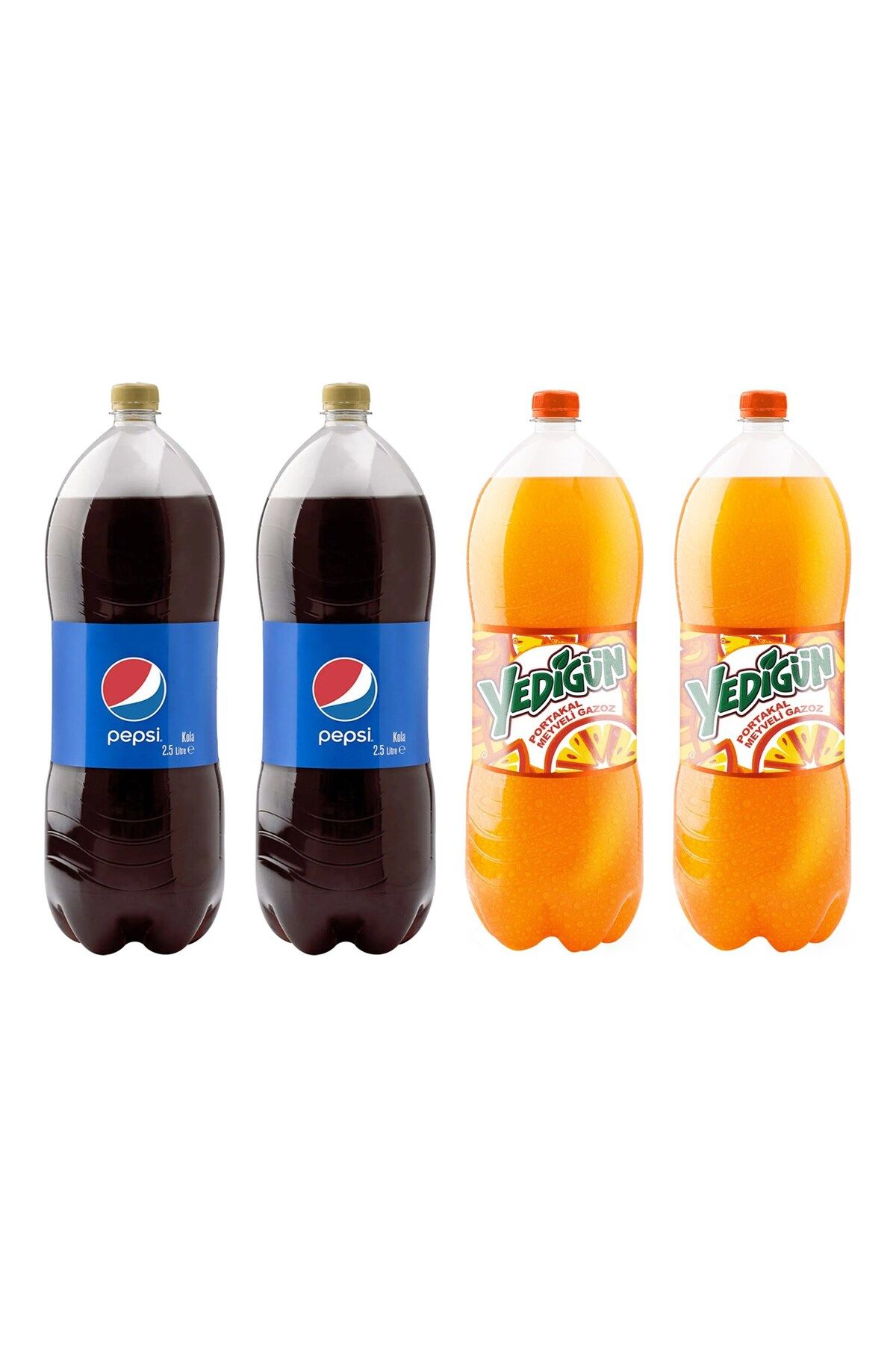 Pepsi Kola 2,5 lt 2 Ad + Yedigün Portakal 2,5 lt 2 Ad / 4 lü Karma Paket