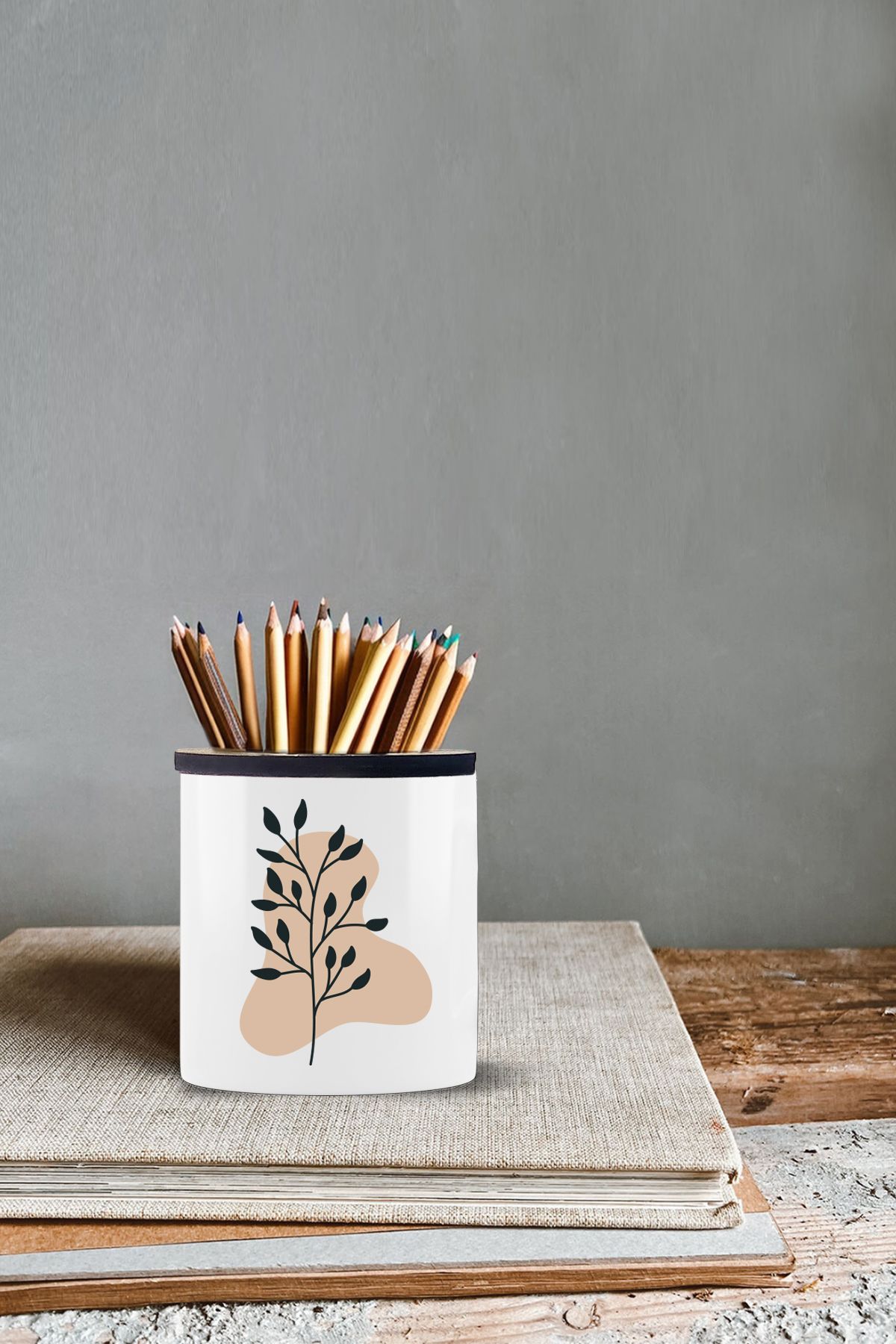 yhfoto Suport Pentru Stilou Leaf Nature Visual - Suport Pentru Stilou Din Ceramică - Înălțime 9 Cm - Imprimare În Două Direcții - Kl25yh-214 - One