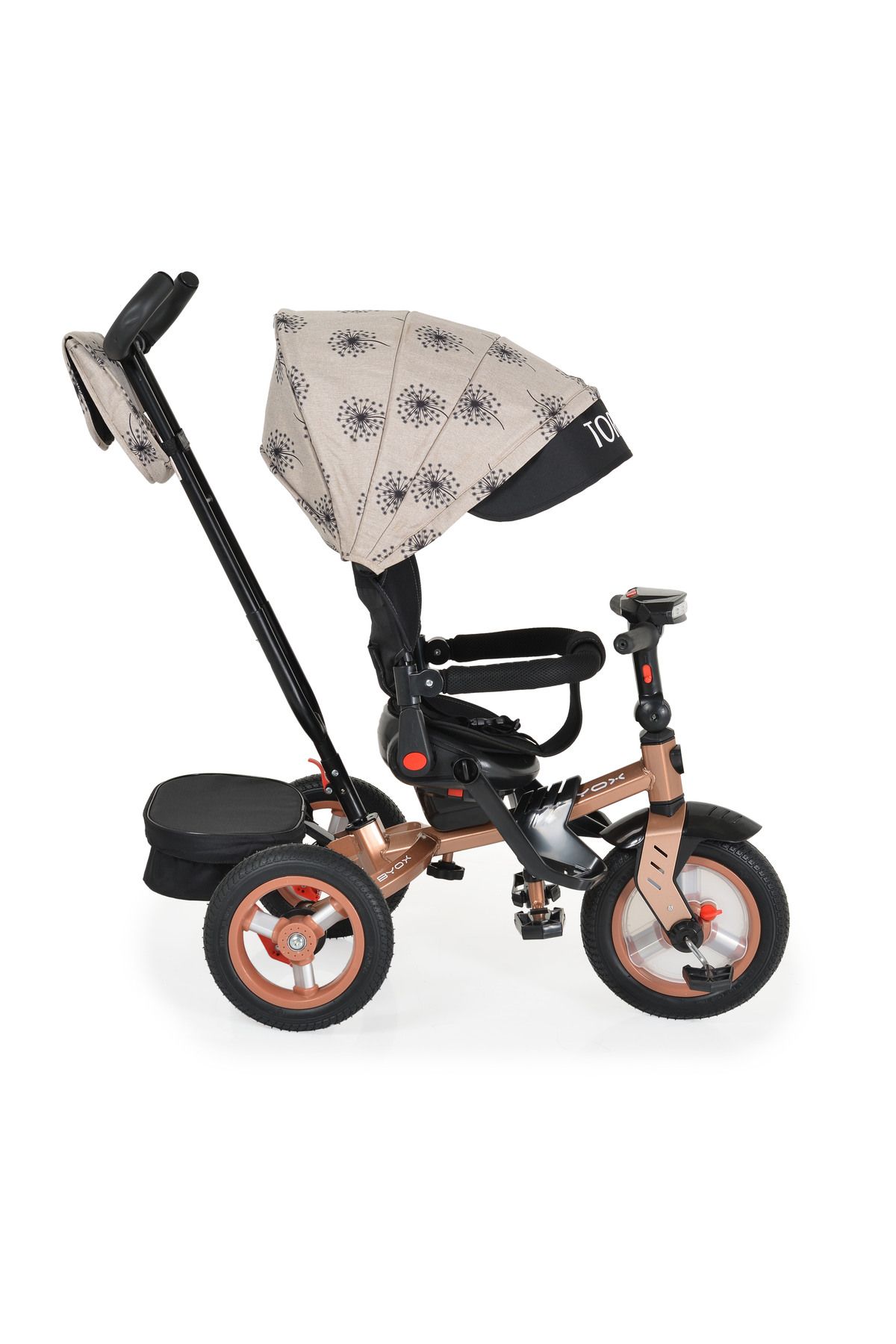 OEM-Tricicleta copii 3-6 Ani, Byox Tornado Bej, scaun reversibil,pozitie de somn, anvelope gonflabile 6