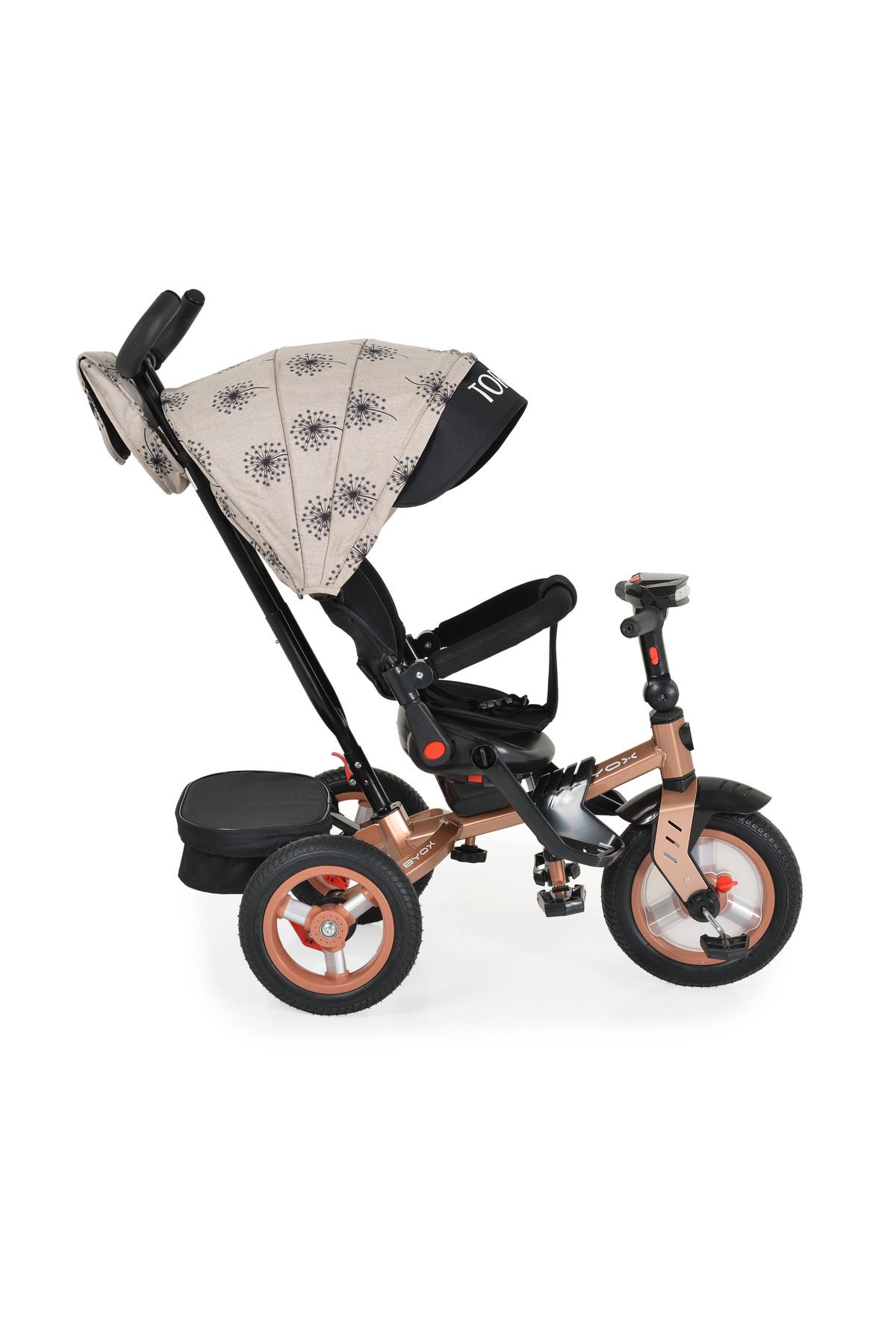 OEM-Tricicleta copii 3-6 Ani, Byox Tornado Bej, scaun reversibil,pozitie de somn, anvelope gonflabile 8