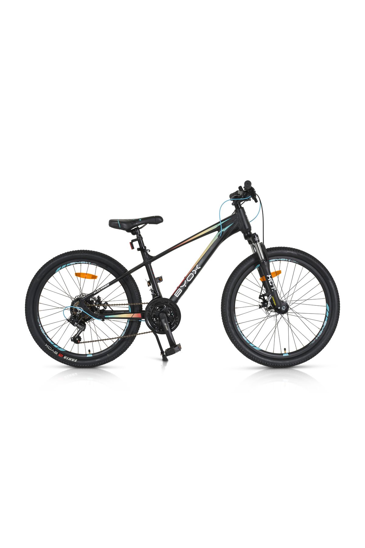 OEM Bicicleta Copii Cu Cadru Din Aluminiu, Byox Clasher Negru 24 Inch, 21 Viteze Shimano, Frane Pe Disc - One Size