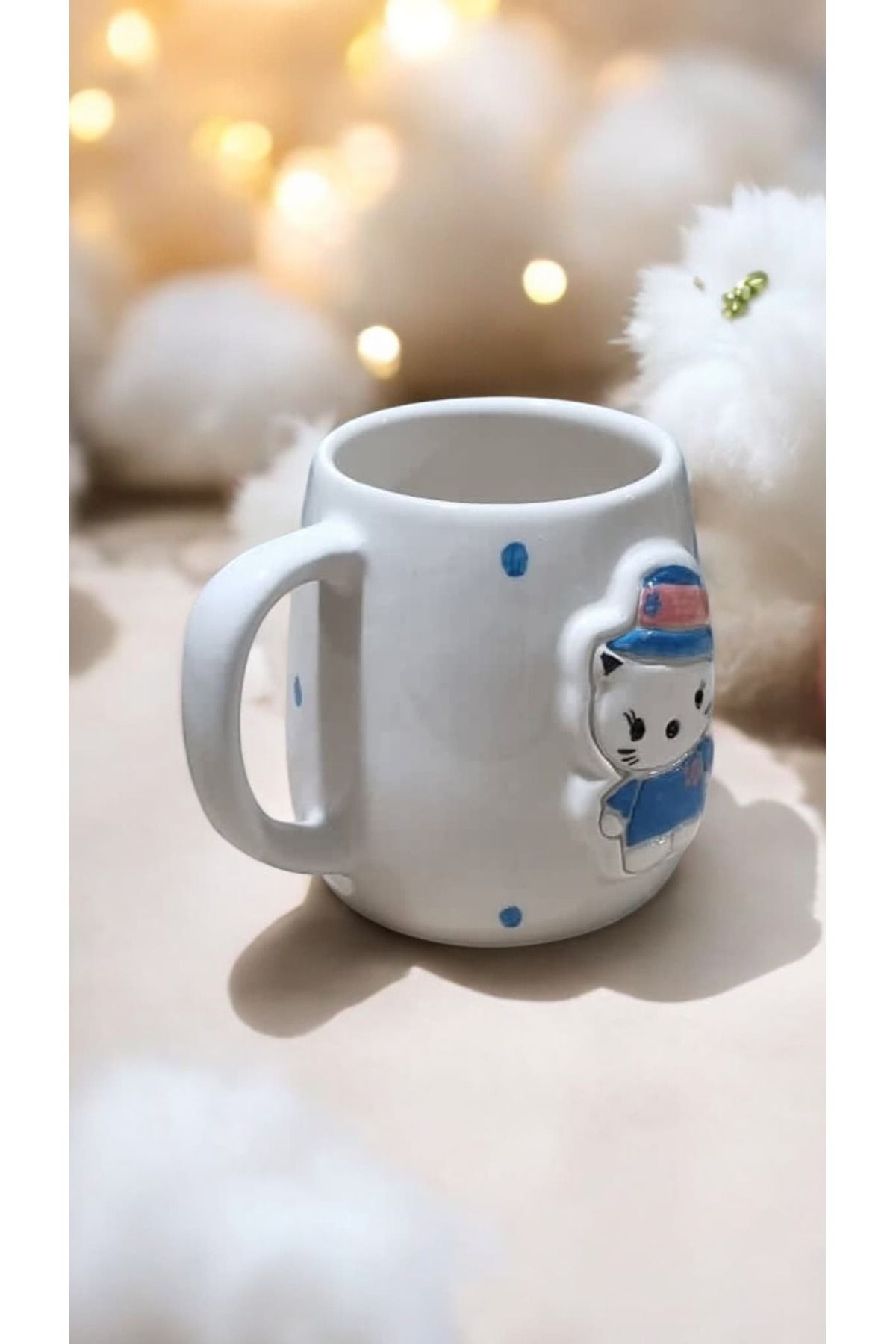 seda seramik-Handmade Hello Kitty Figured Mug with Engraved Hat 400 ml 2
