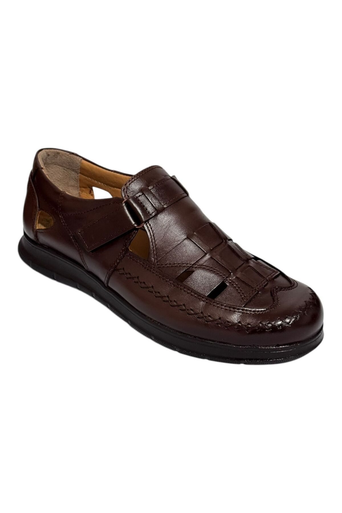 Greyybull Shoes-Brown Leather Men's Light Summer Sandals Shoes 5