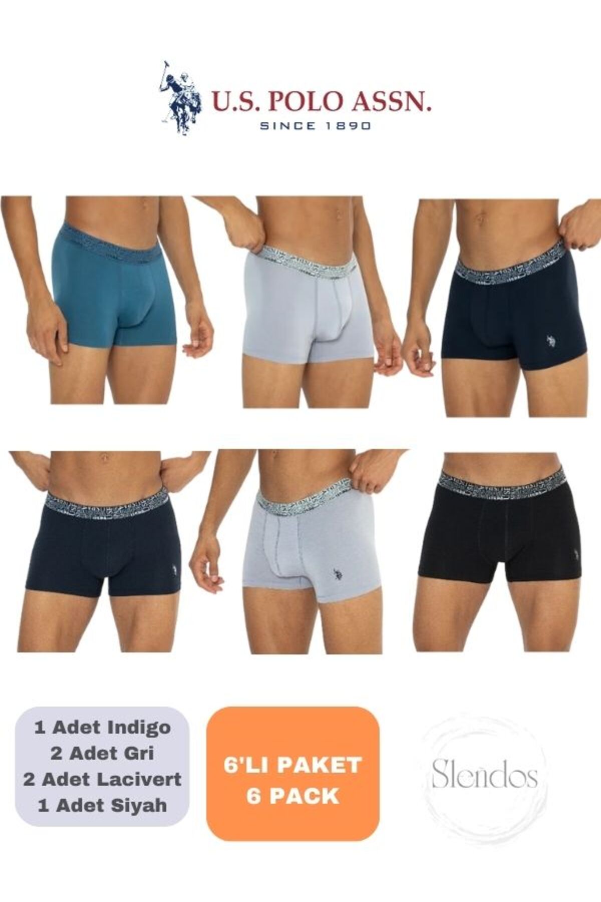 یو اس پولو ست شورت باکسر مردانه دارای مجوز، USPA، بسته 6 عددی (جعبه‌ای)