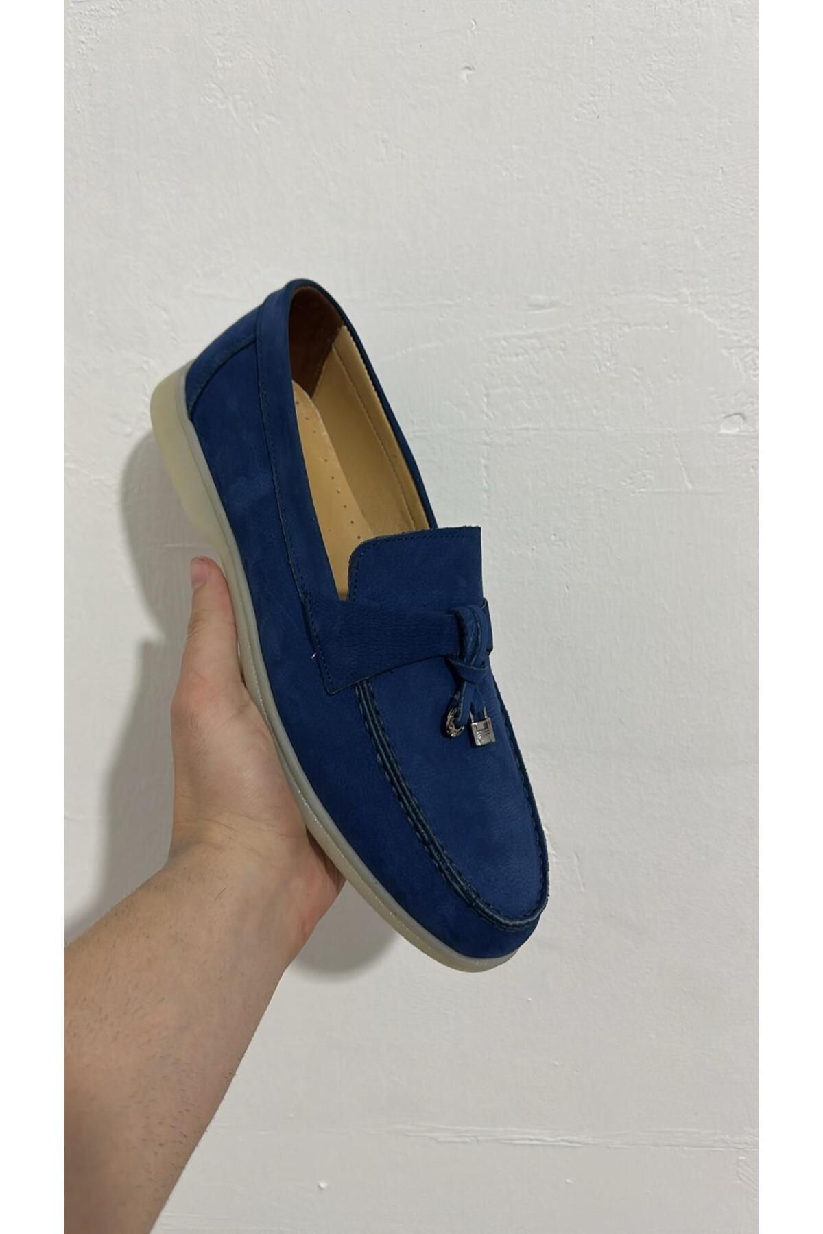 Greyybull Shoes-Blue Nubuck Leather Gel Sole Casual Style Shoes - Leather Men's Shoes 5