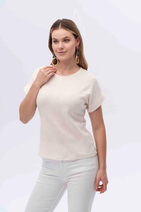 CNL Collection Beyaz %100 Pamuklu Basic Kısa Kollu Rahat Tişört