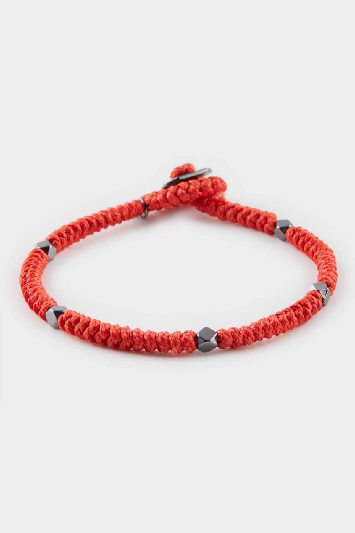 DeFacto-Herrenarmband – geflochtenes Seil, Stahlstück, Silber und rote Schlangenmodell E6123axns 4