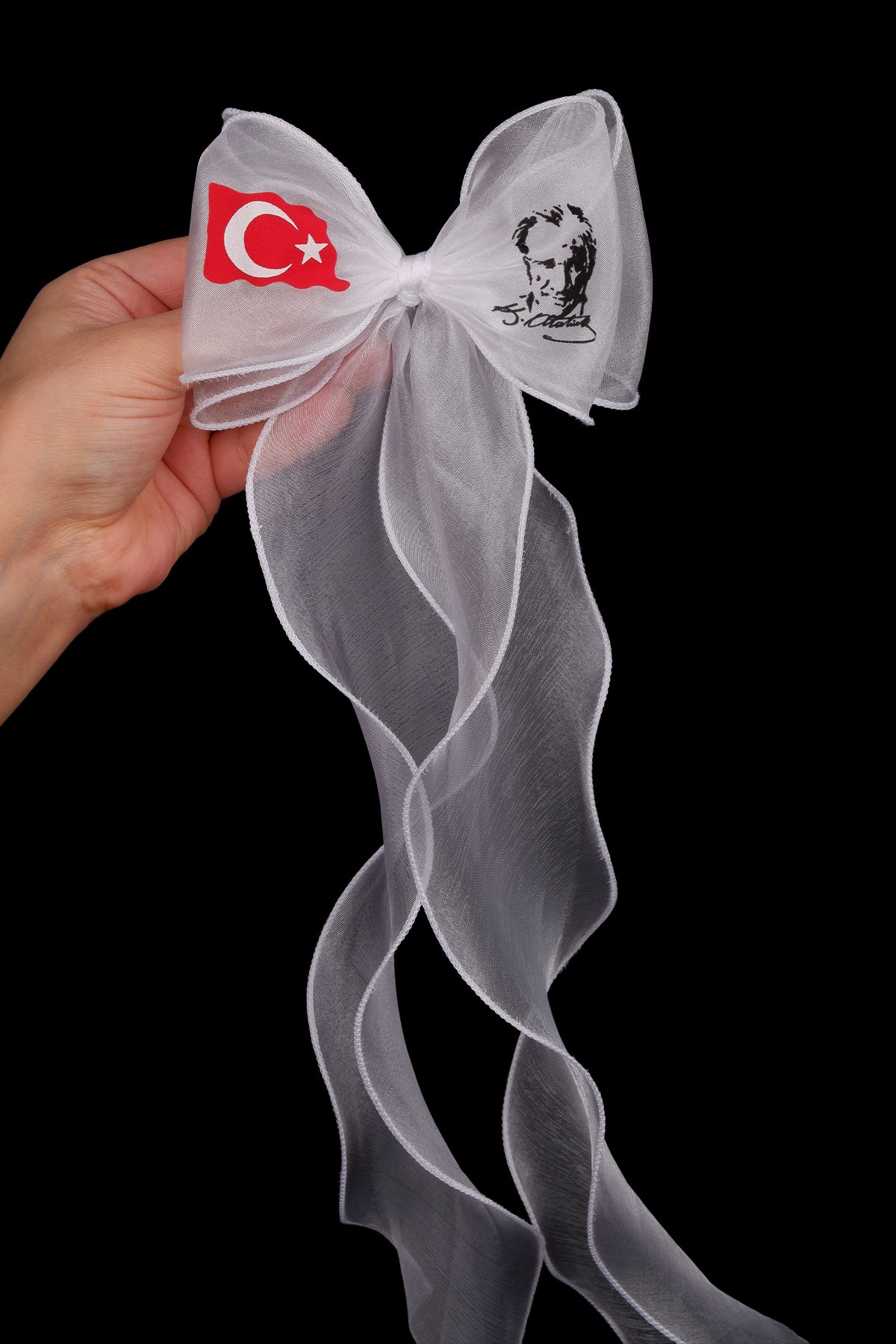 Hayalperest boncuk-23 April Feast - Atatürk and Turkish Flag Printed Hair Accessory 4
