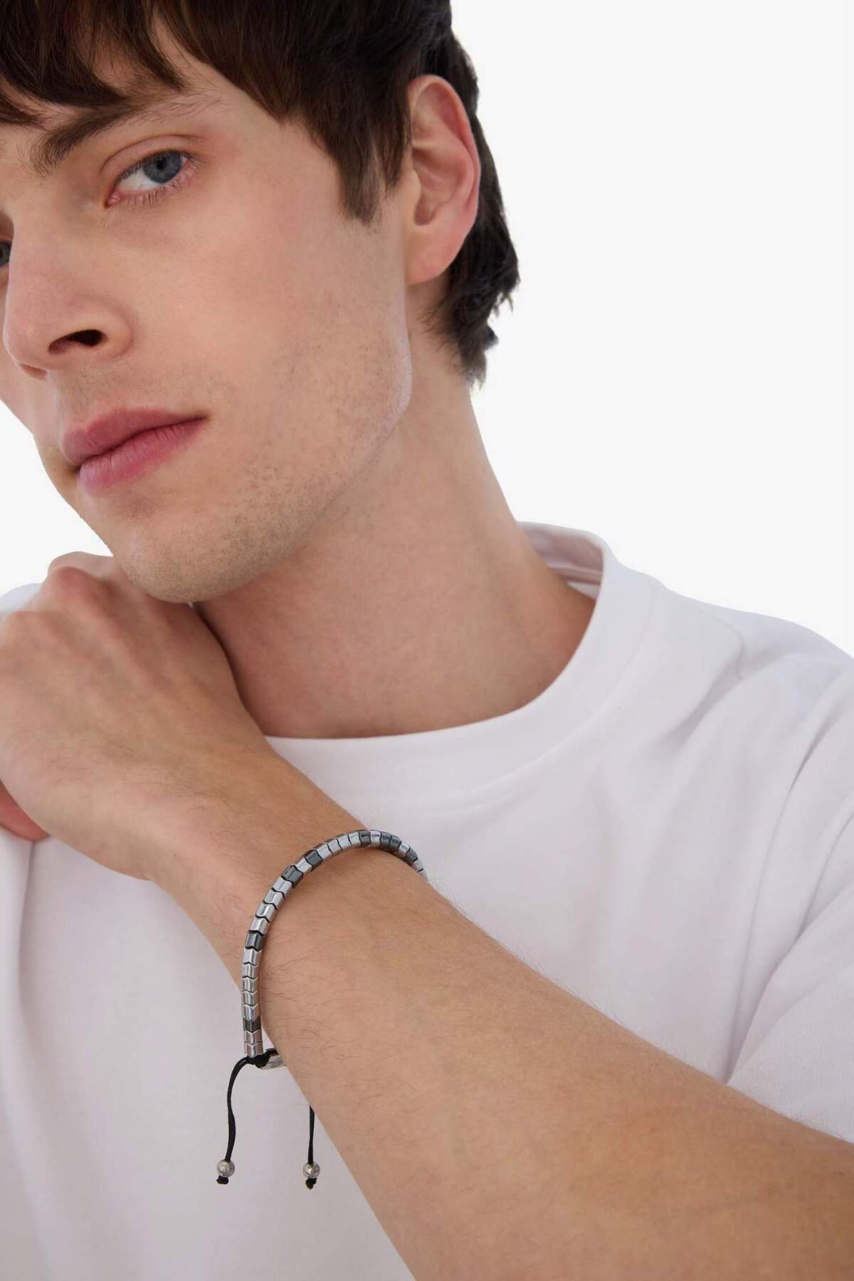 DeFacto-Atolyewolf X Herren-Armband aus silbernem Hämatitstein mit Stahlfragmenten E6180axns 2
