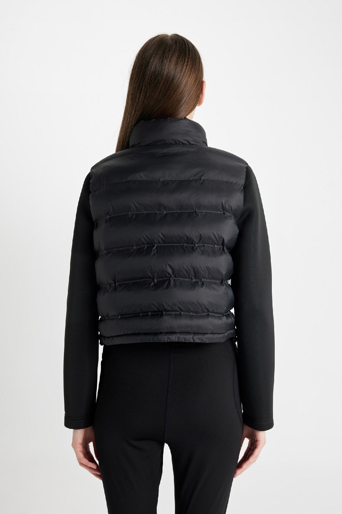 DeFacto-Stand Collar Zipper Scuba Sleeve Puffer Jacket - Pockets, Short C7536Ax24Wn 6