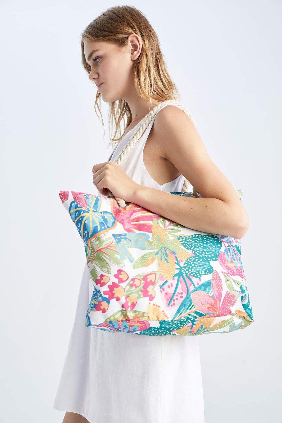 DeFacto-Leaf Patterned Beach Bag X7815Azns 1