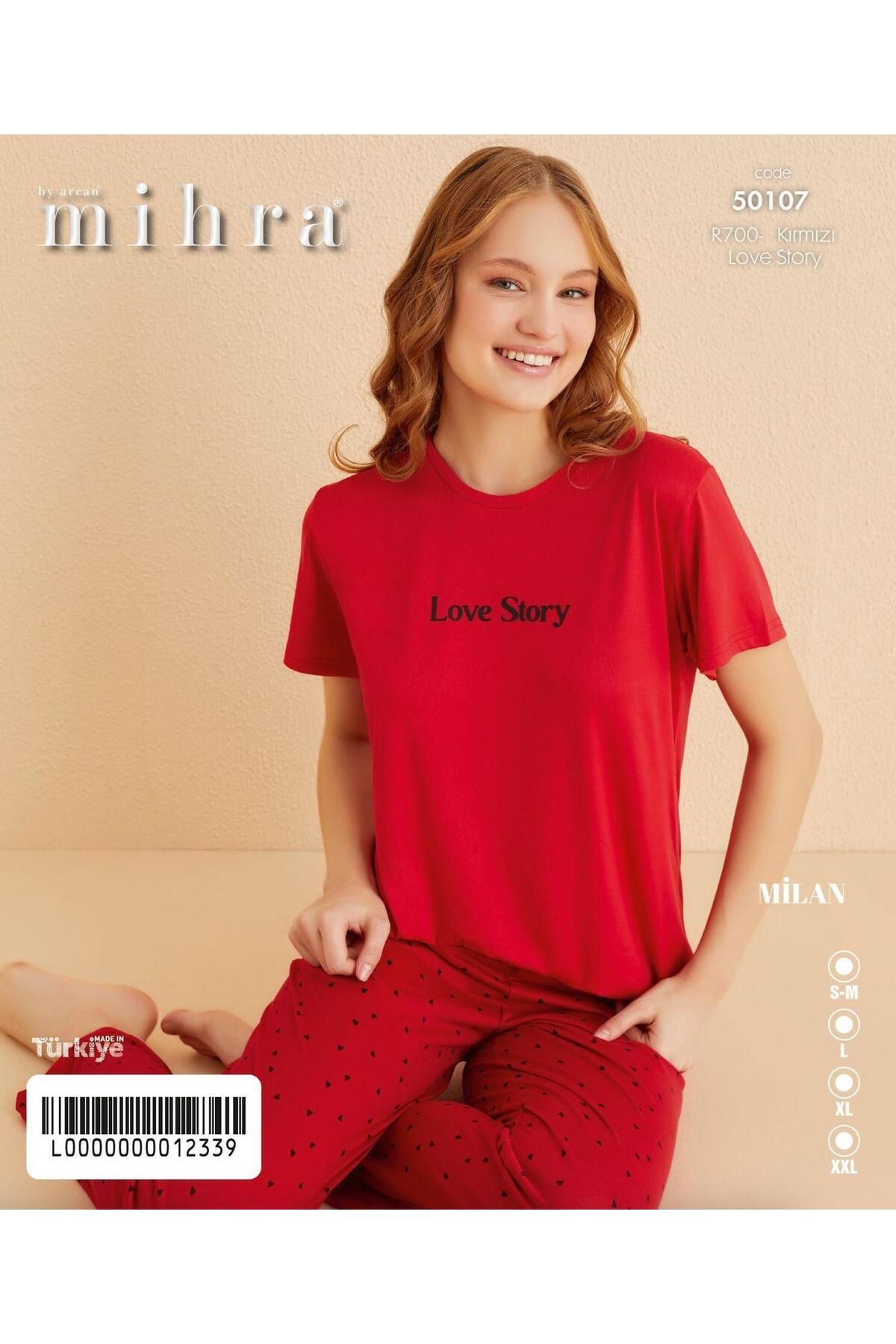 Mihra-Set pijama cu mânecă scurtă MİLAN Lycra pentru femei 50107K - 1 bucată 2