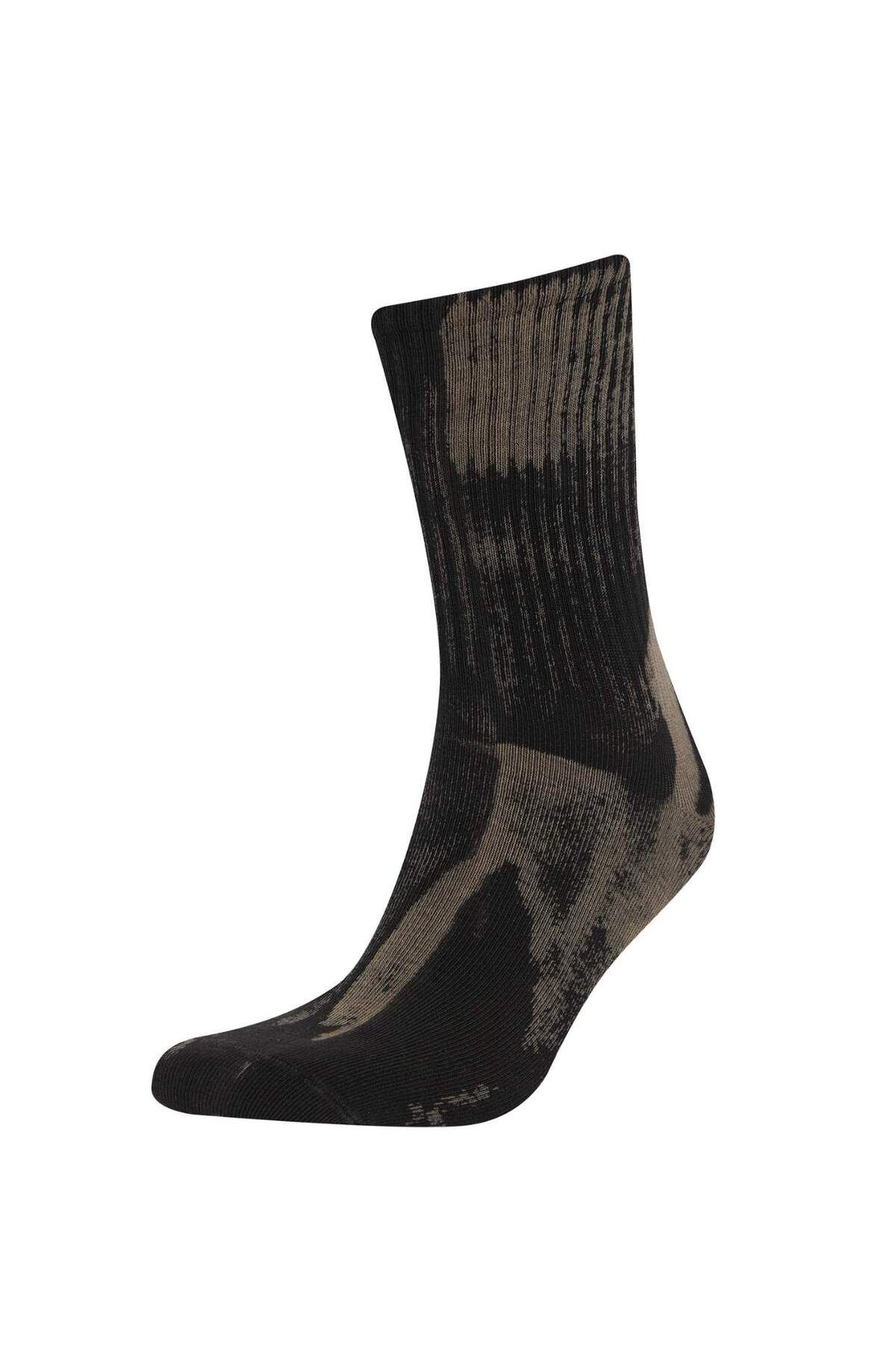 DeFacto-Nahtlose, lang gestrickte Herren-Tennissocken aus gekämmter Baumwolle mit Batikmuster E7865axns 1