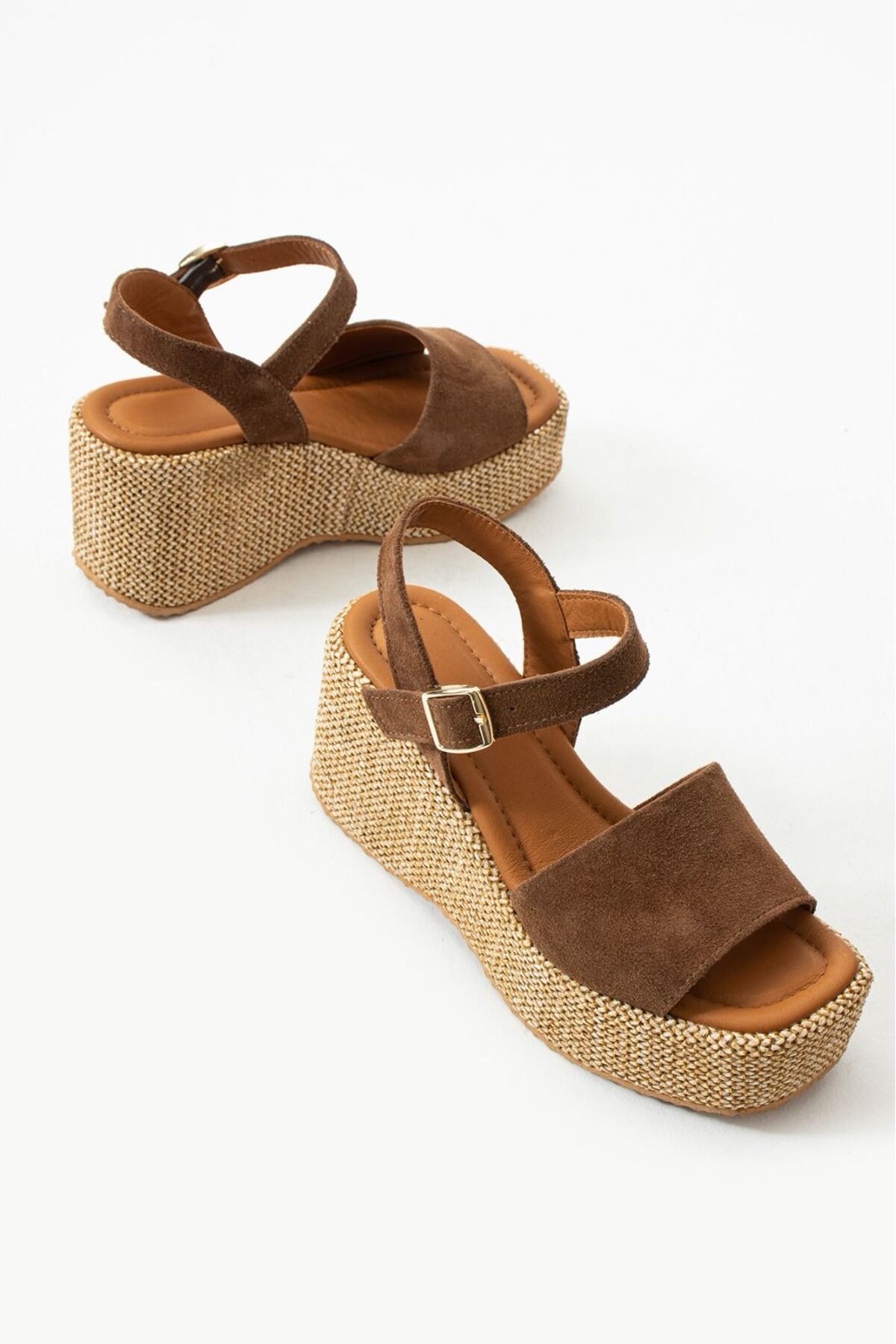 CICIKIZ-Wedge Heel Leather Straw Women's Sandals 4