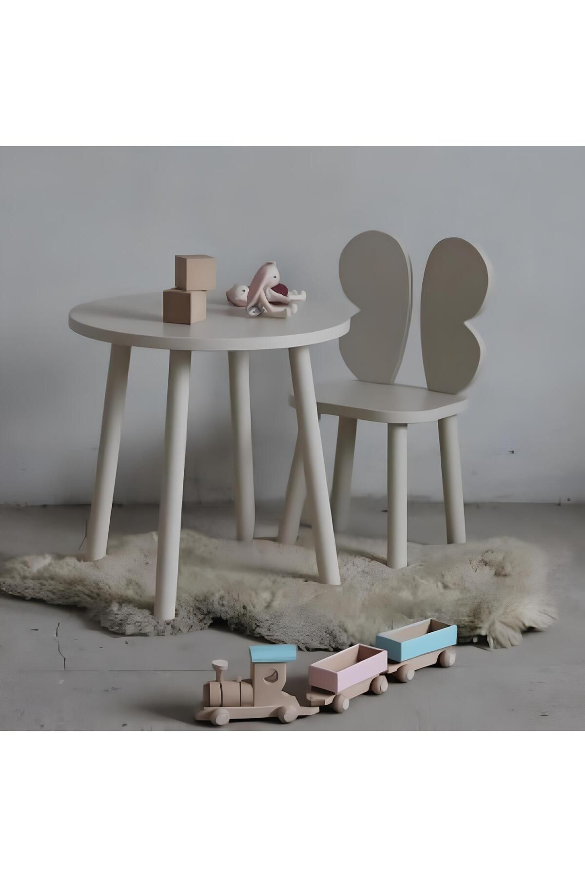 All For Claps Daire masa Kelebek Set, Çocuk Odası Montessori sandalyeli Aktivite Masası
