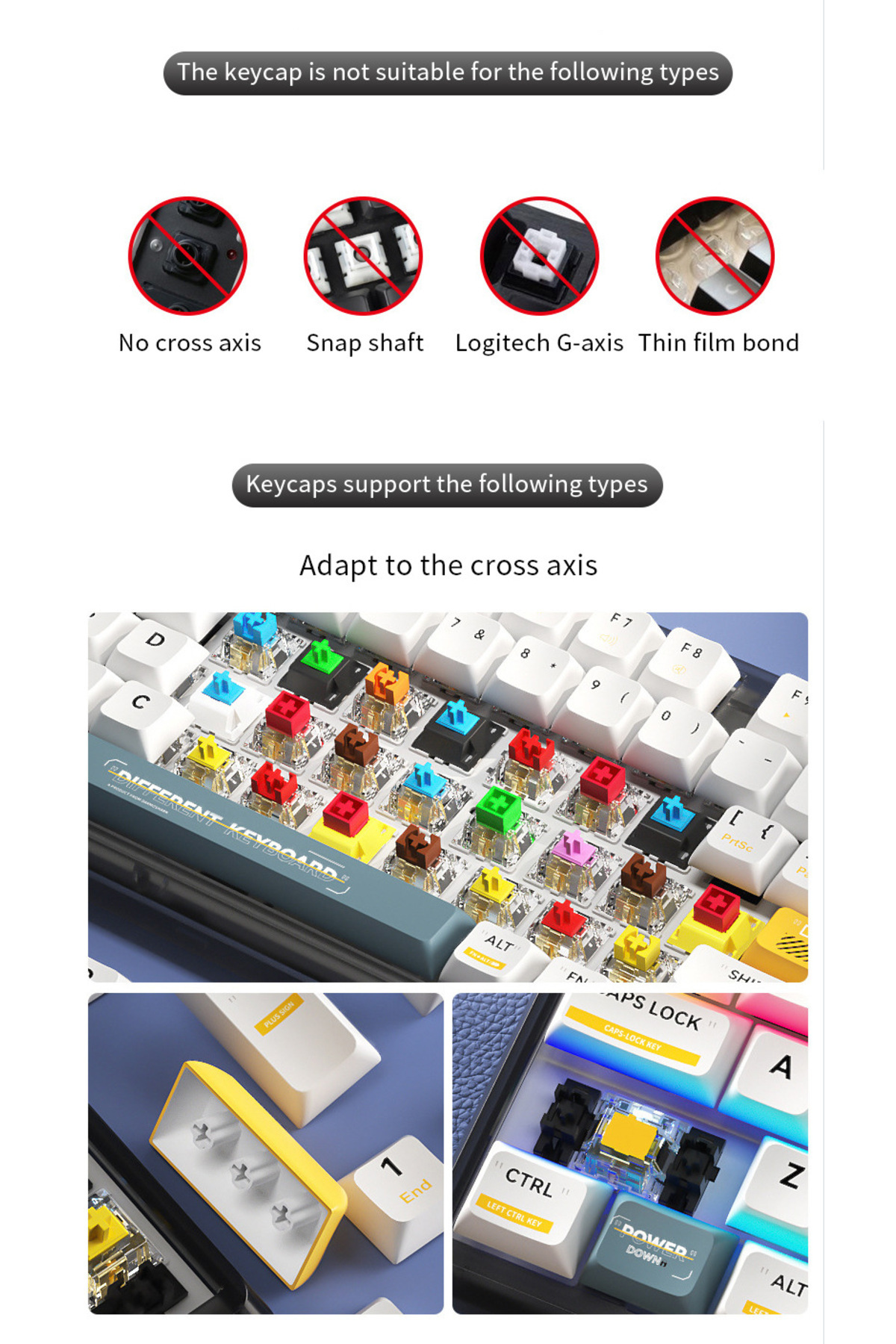 FlashHawk-PBT Arabic Keyboard Caps, Sublimation Mixed Color Theme Keycaps Adapts to Keyboard Blue White 8