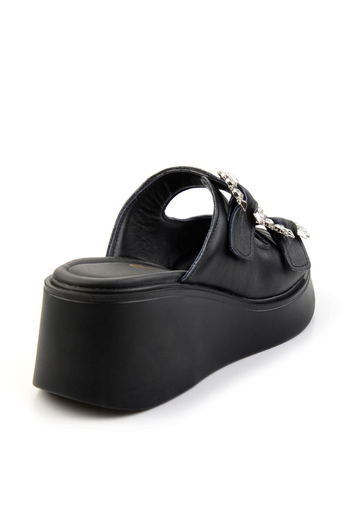 Bambi-Black Leather Women's Slippers K04991060403 3