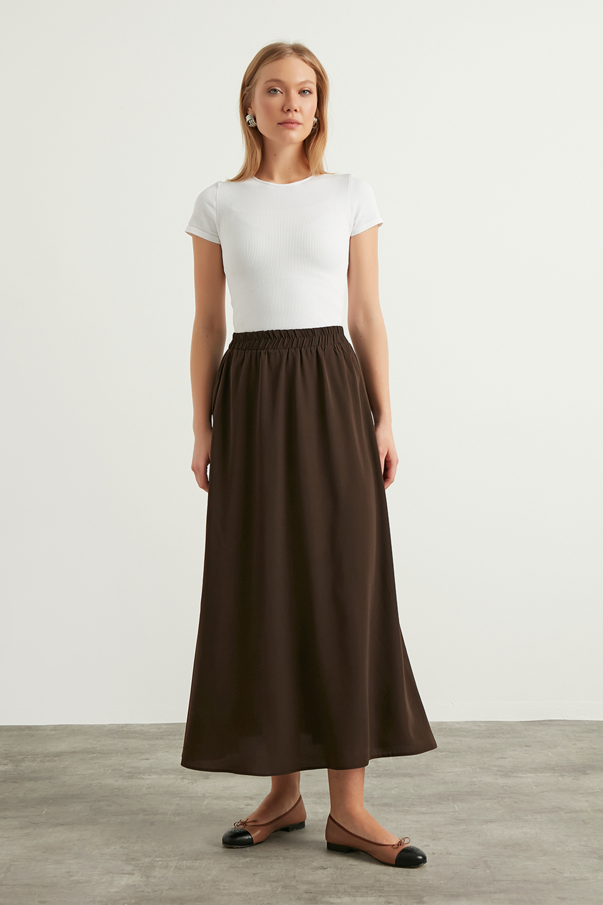 Birgül Bektaş  Acı Kahverengi Kloş Etek - Görsel 4