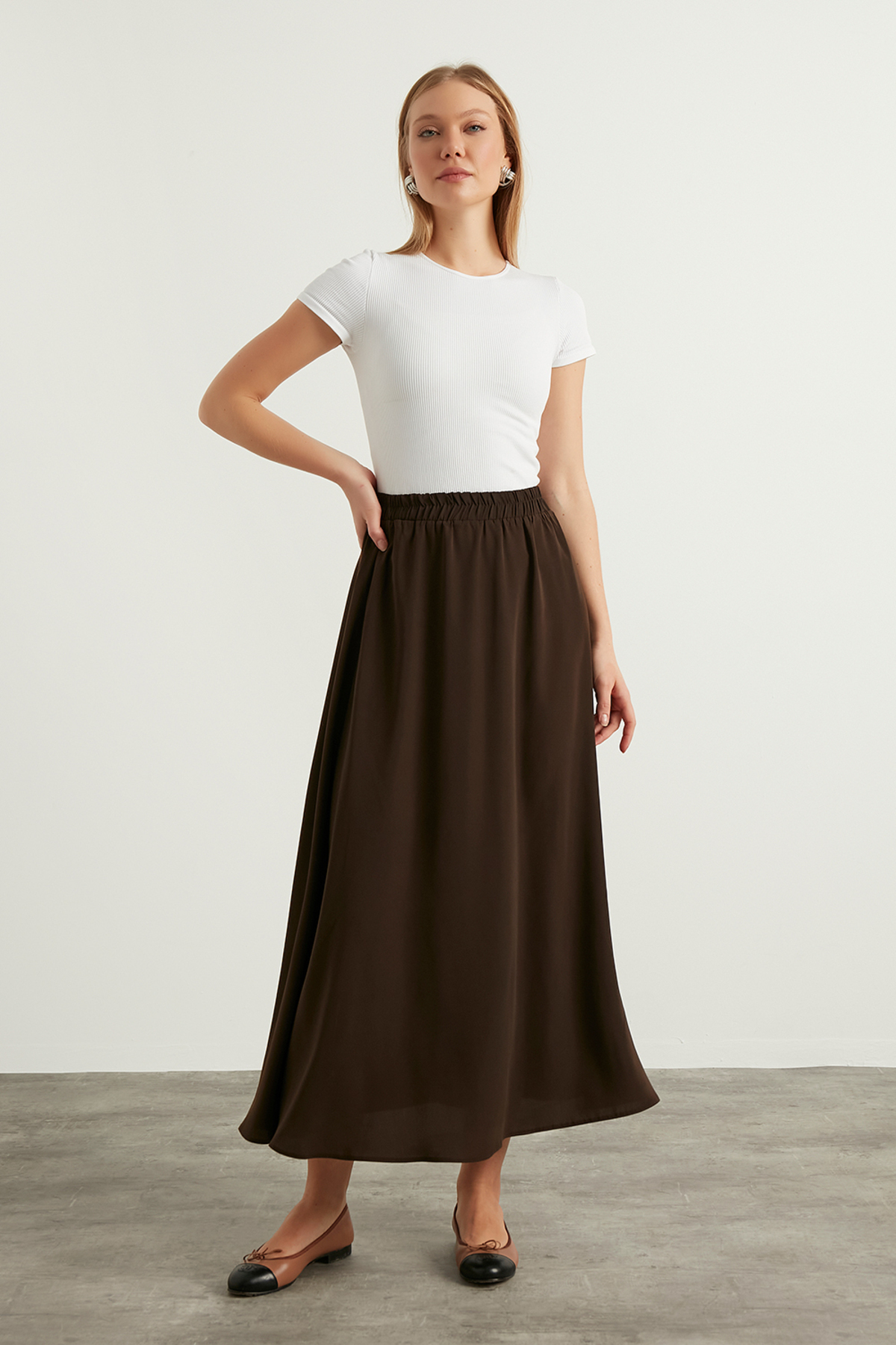 Birgül Bektaş  Acı Kahverengi Kloş Etek - Görsel 2