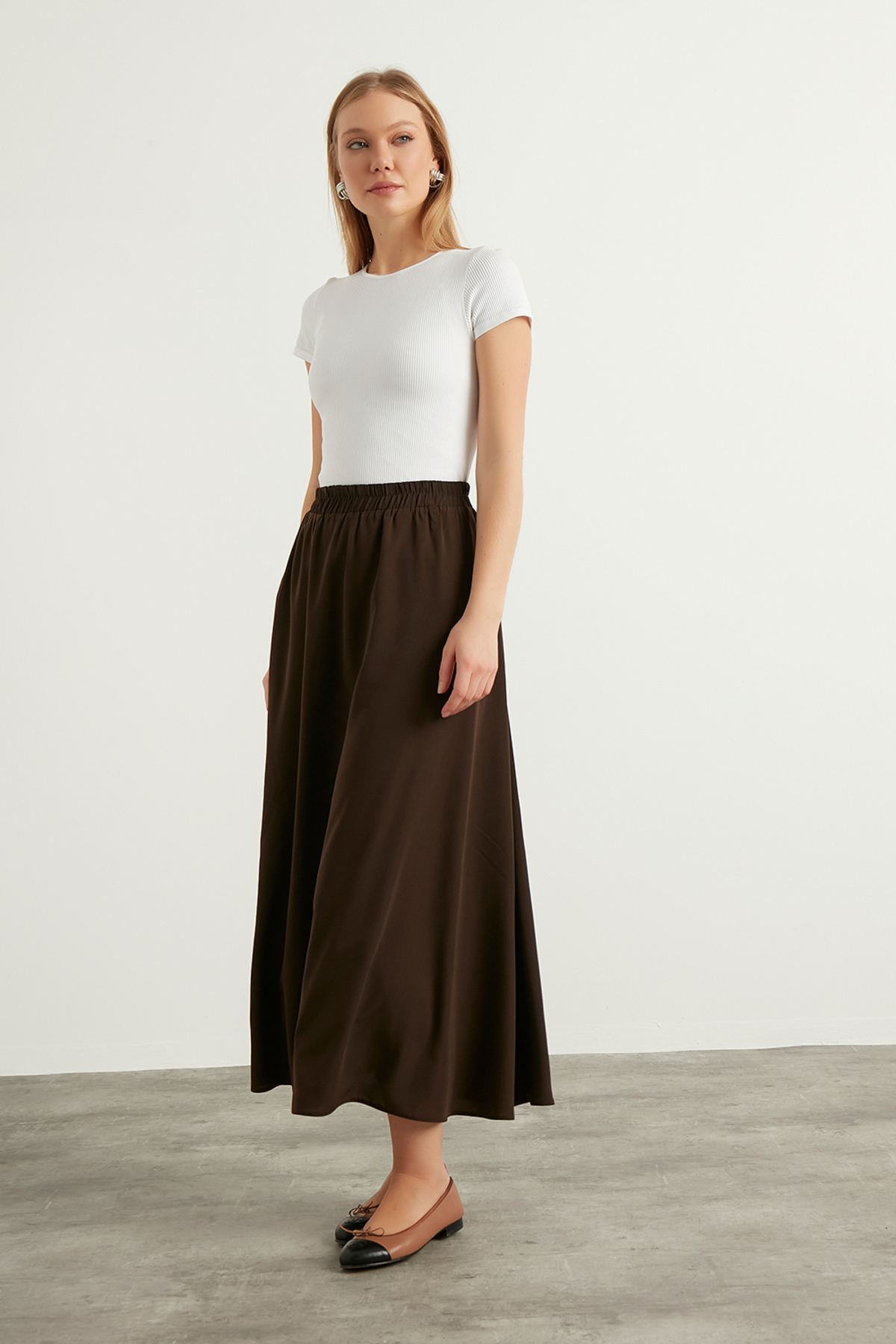 Birgül Bektaş  Acı Kahverengi Kloş Etek - Görsel 3