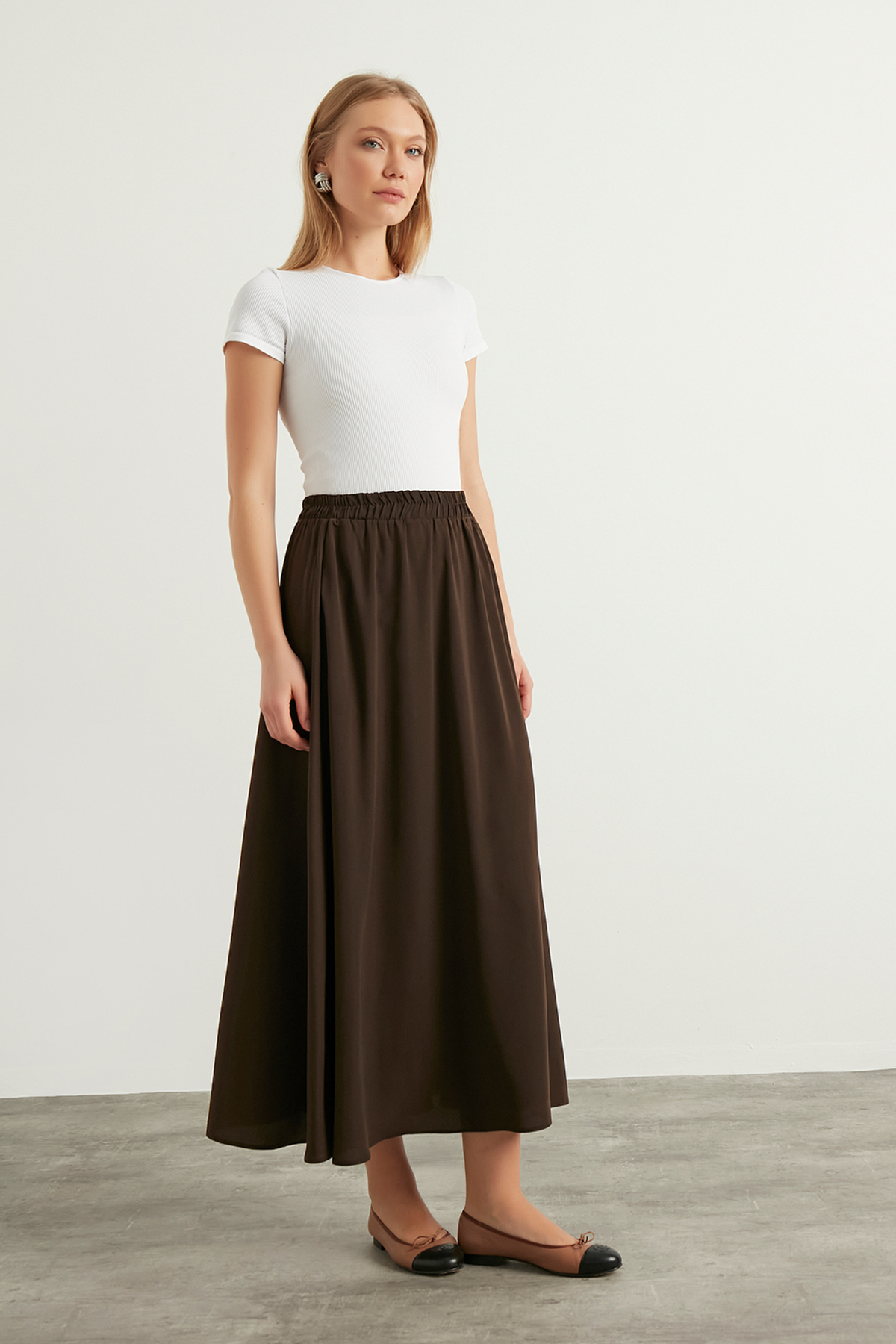 Birgül Bektaş  Acı Kahverengi Kloş Etek - Görsel 5