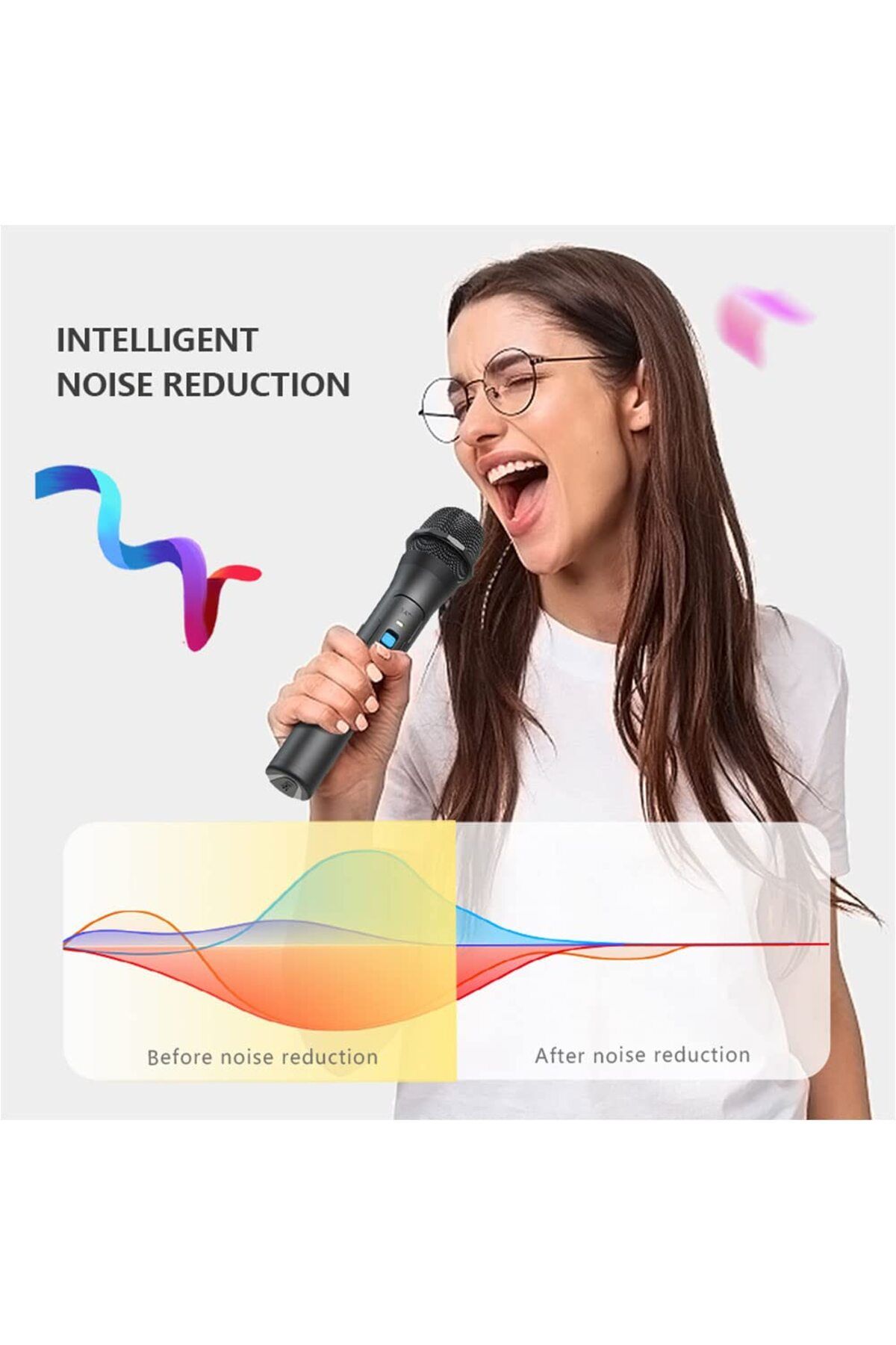 FlashHawk-Wireless Microphone,Universal Handheld Karaoke Mic Speaker, Over 110 DB Cordless Microphone 4