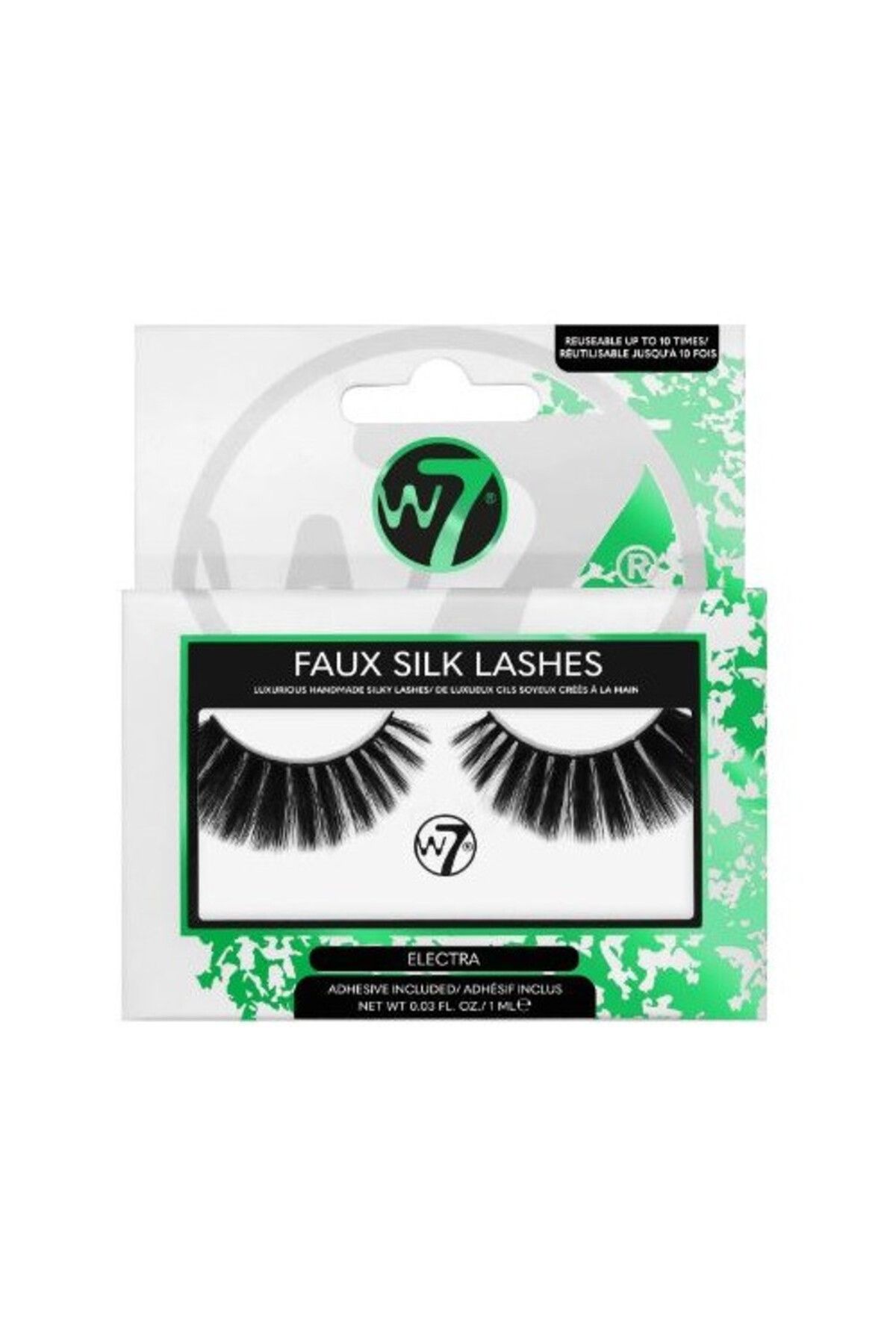 w7 Gene False Reutilizabile, , Faux Silk Lashes, Electra, Cu Adeziv Inclus - One Size