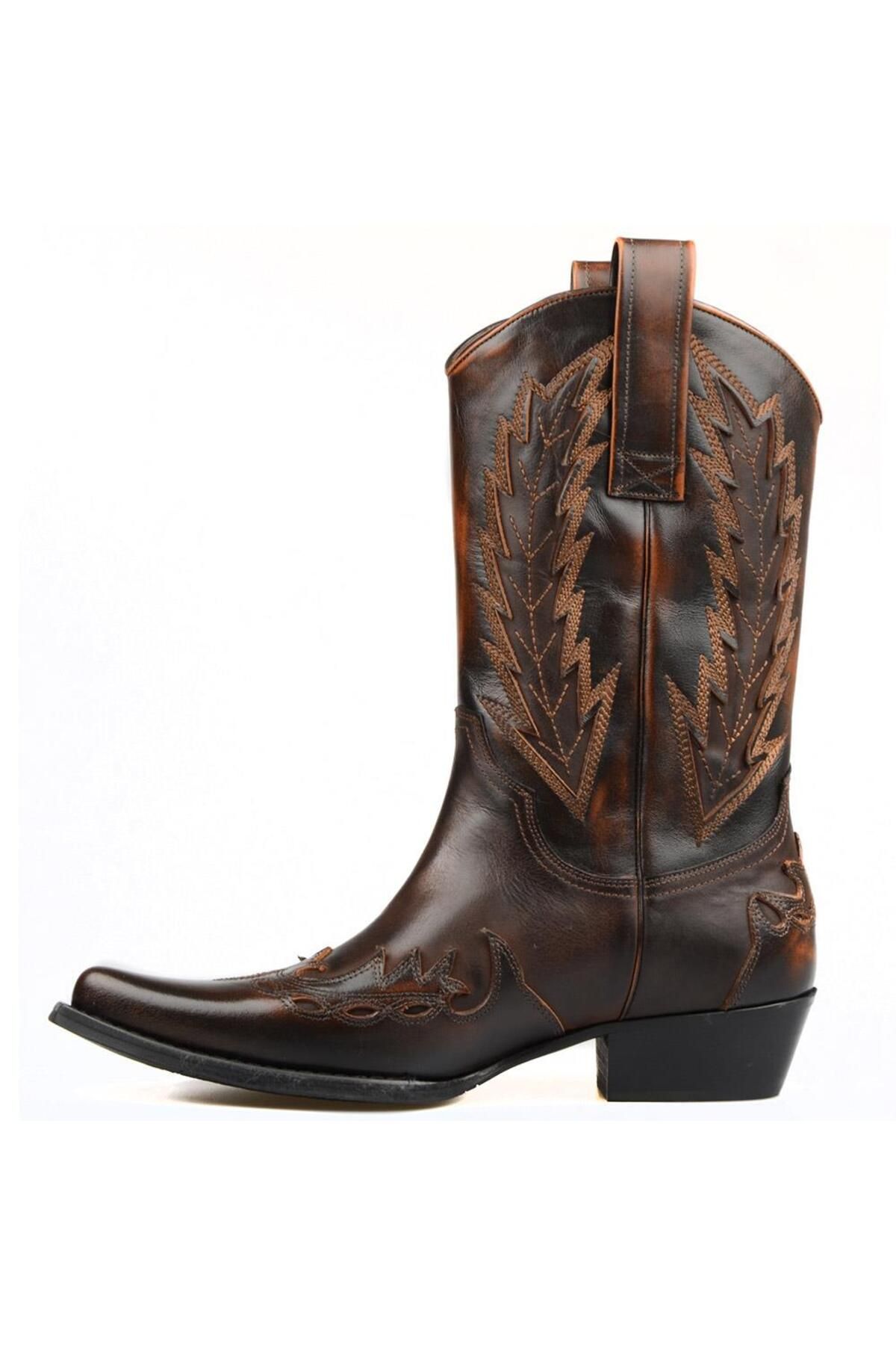 FootCourt-Brown Men's Cowboy Boots (Red) 4