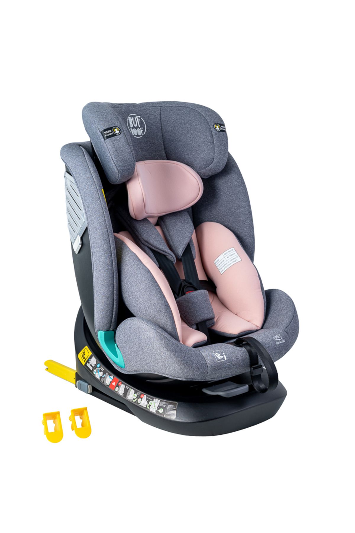 BUF BOOF-Scaun Auto Saphir DELUXE BUF BOOF iSIZE Pink Isofix pozitie somn 165 grade rotativ grade 40-150 cm 7