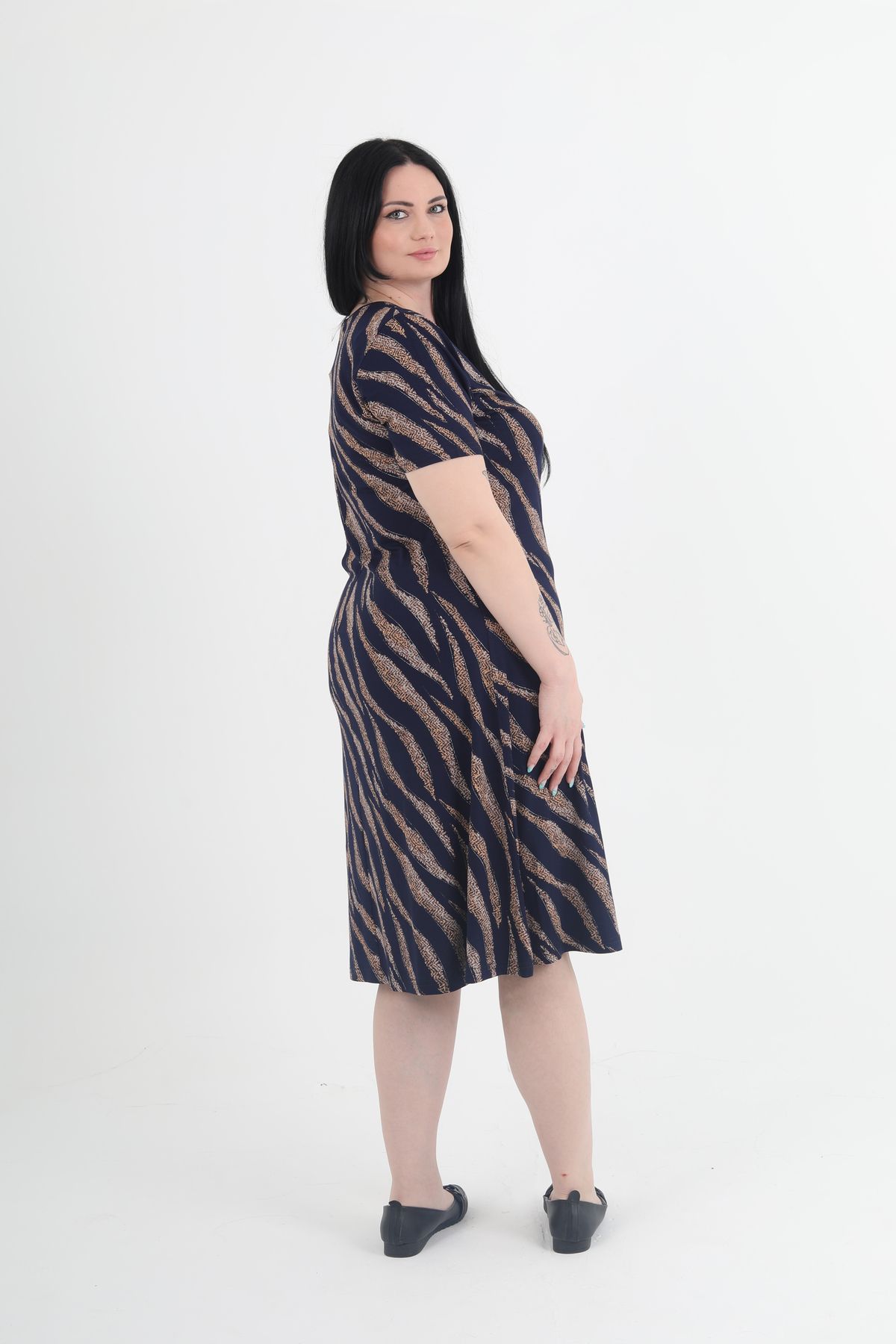 GNR-Plus Size Long Sleeve Print Dress 7
