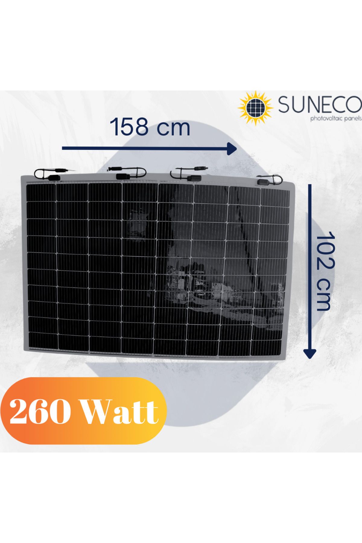Suneco 260 Watt 12 Volt Yarı Esnek Güneş Paneli Half Cut Monokristal Solar Güneş Paneli Karavan Tekne