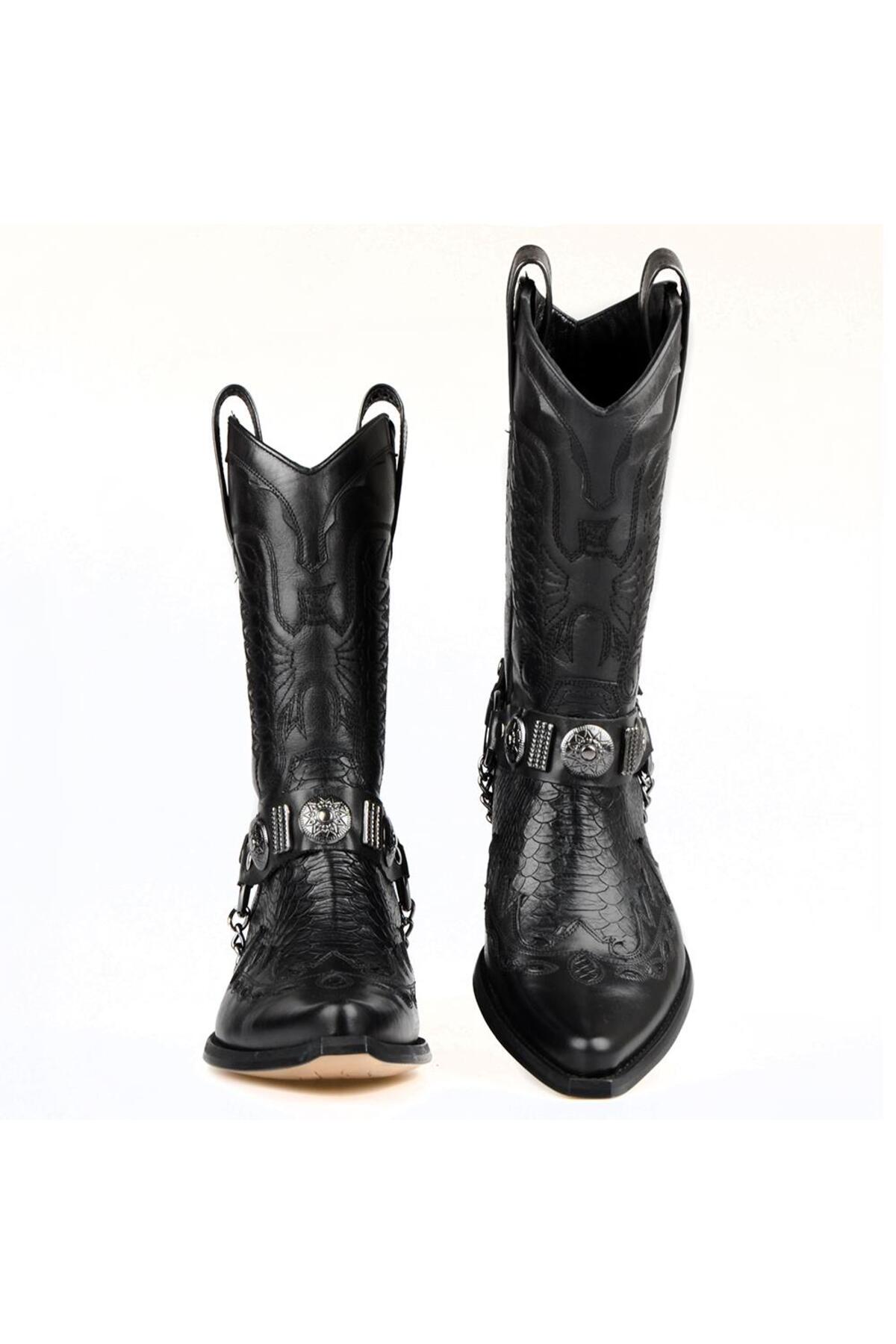 FootCourt Siyah Erkek Western Kovboy Çizmesi görsel 5