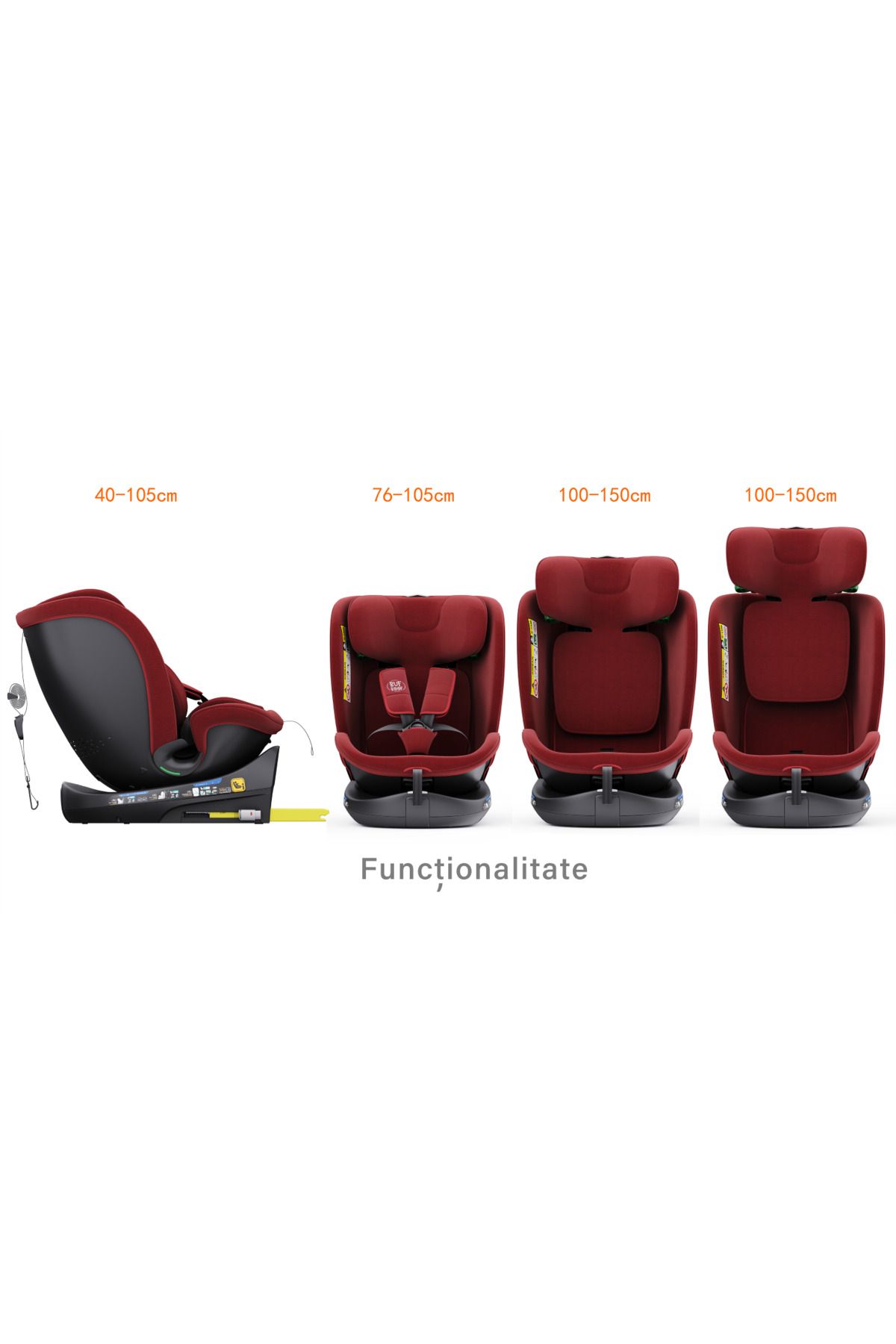 BUF BOOF-Scaun Auto B-joy Deluxe Isize Red Isofix Pozitie Somn 155 Grade Rotativ 40-150 Cm 2