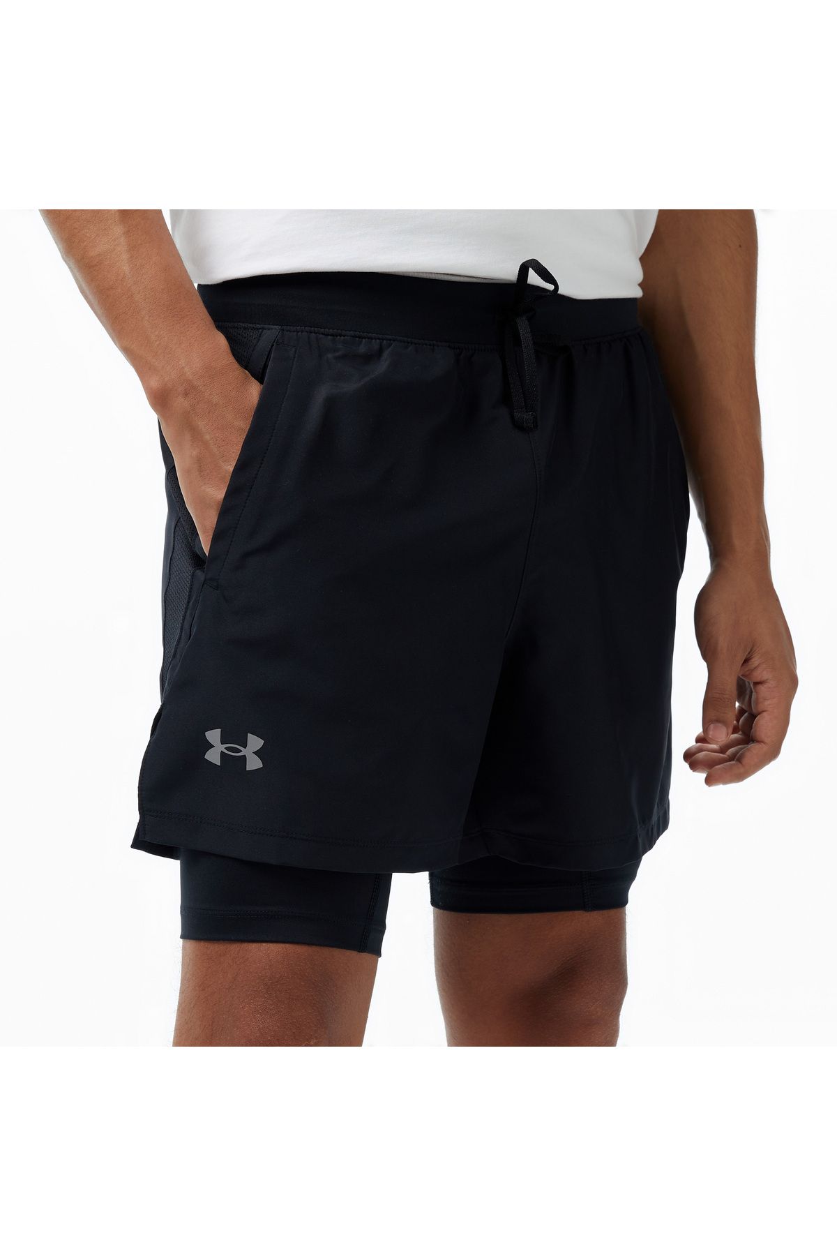 شورت ورزشی مشکی مردانه های UA 2 در 1 5 001 Under Armour