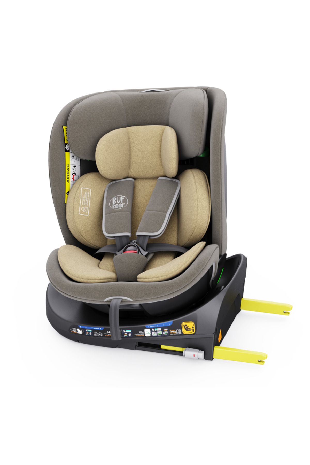 BUF BOOF-Scaun Auto B-Joy DELUXE BUF BOOF iSIZE LightBrown Isofix pozitie somn 155 grade rotativ 40-150 cm 4
