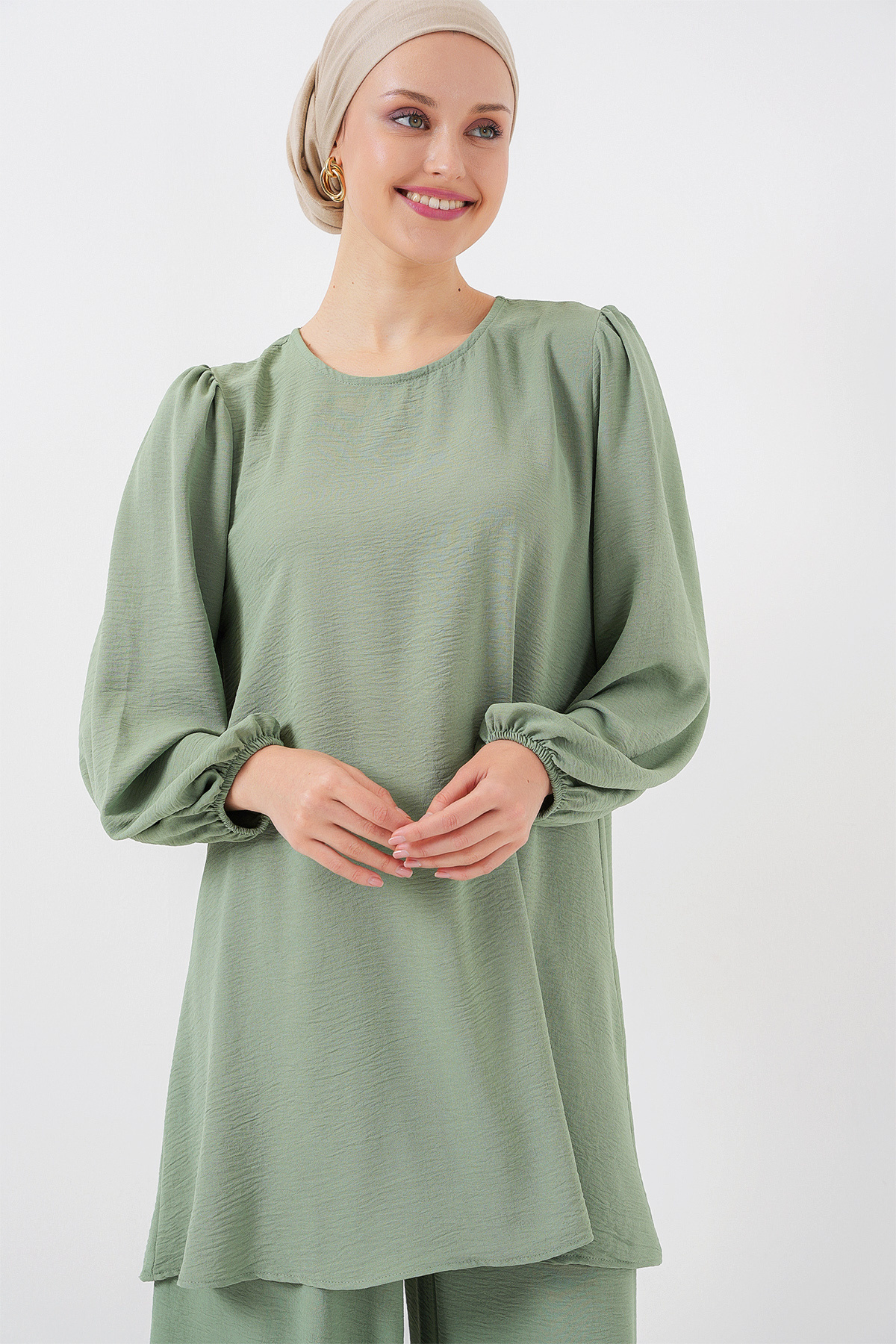 Bigdart-Дамски панталон Ayrobin Tunic Bottom Top Set 6712 - Çağla 3