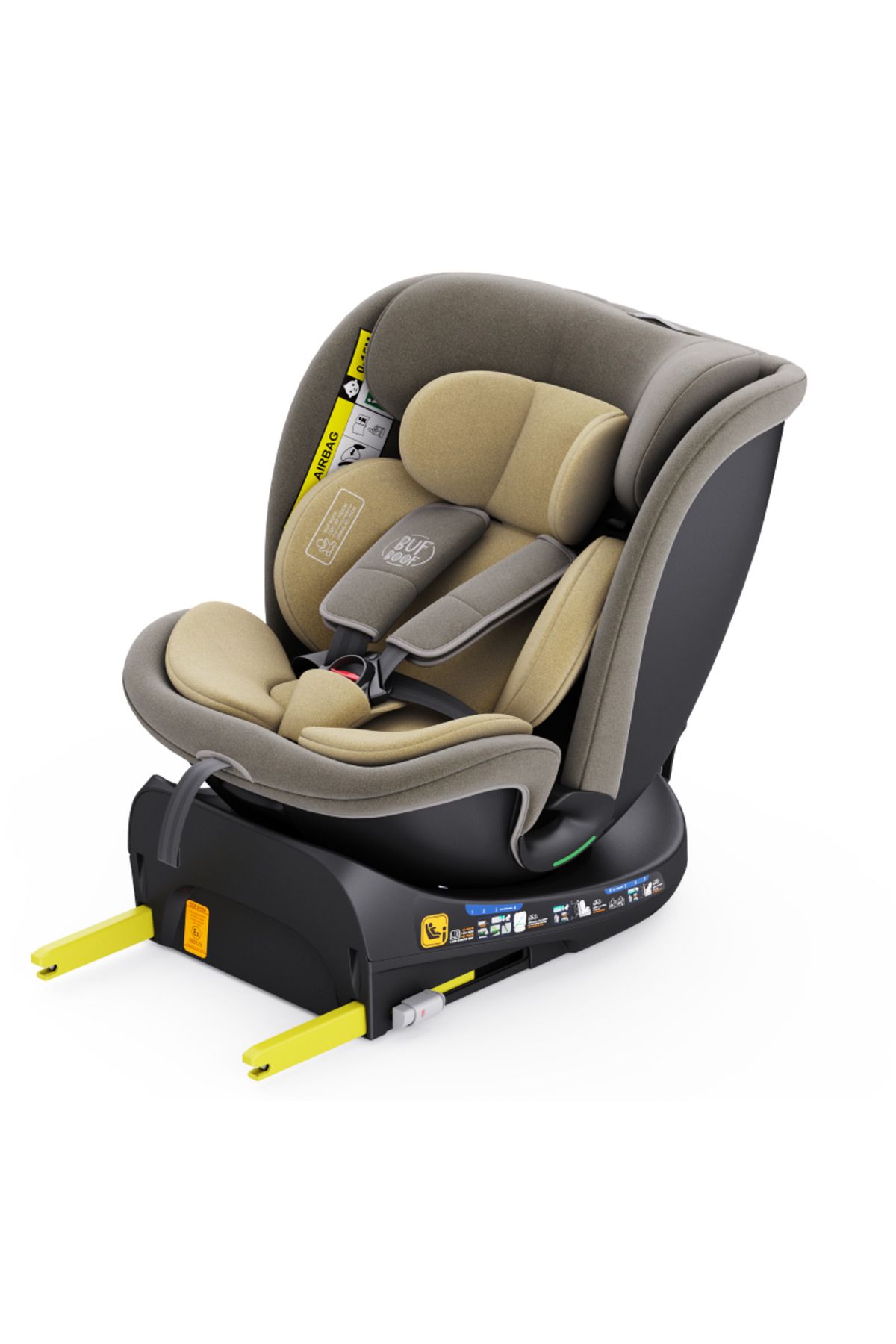 BUF BOOF-Scaun Auto B-Joy DELUXE BUF BOOF iSIZE LightBrown Isofix pozitie somn 155 grade rotativ 40-150 cm 6