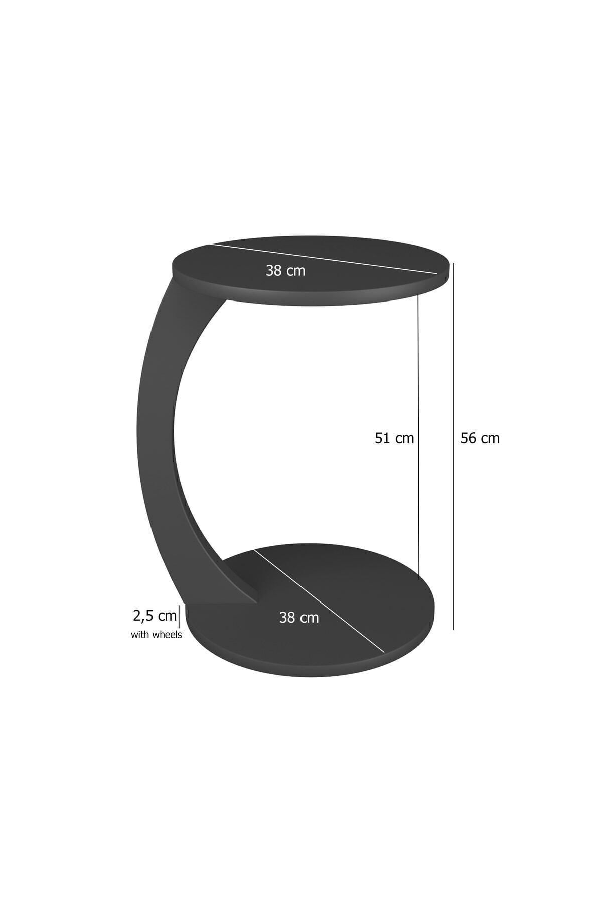 interGO-C-shaped Round End Table With Rolling Wheels - White Marble Pattern 5