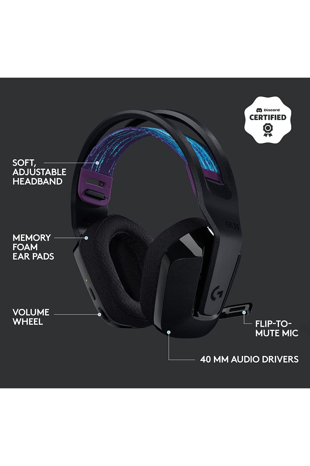 logitech-سماعة الألعاب اللاسلكية Logitech G535 Lightspeed - أسود 5